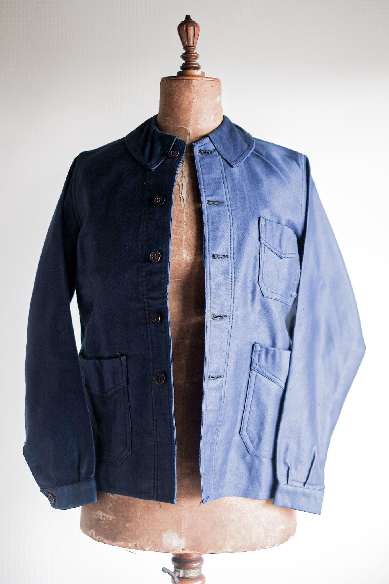 【~40's】French Vintage Blue Moleskin Work Jacket "Dead Stock"