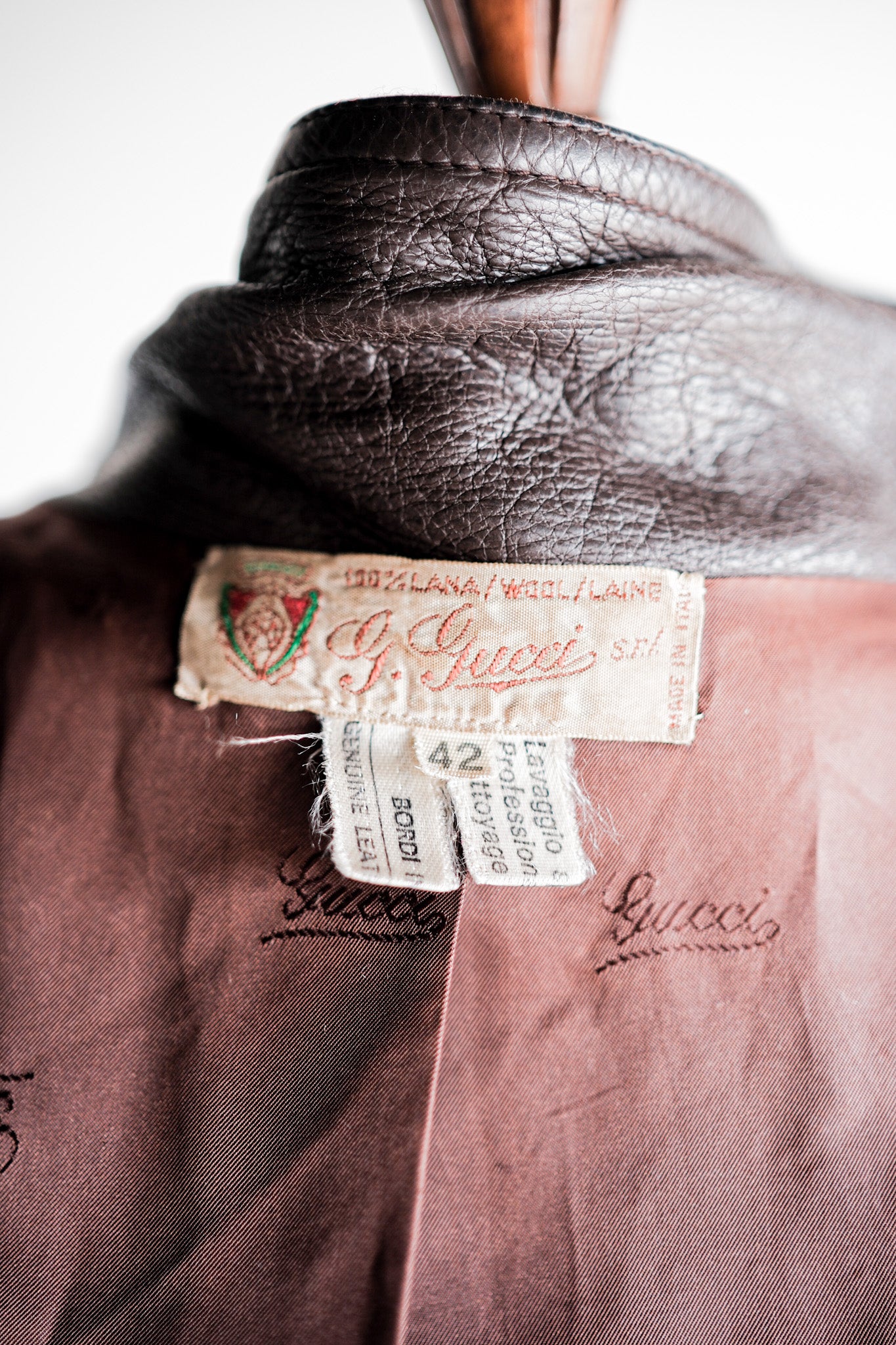 【~80's】Old Gucci Wool Leather Jacket Size.42