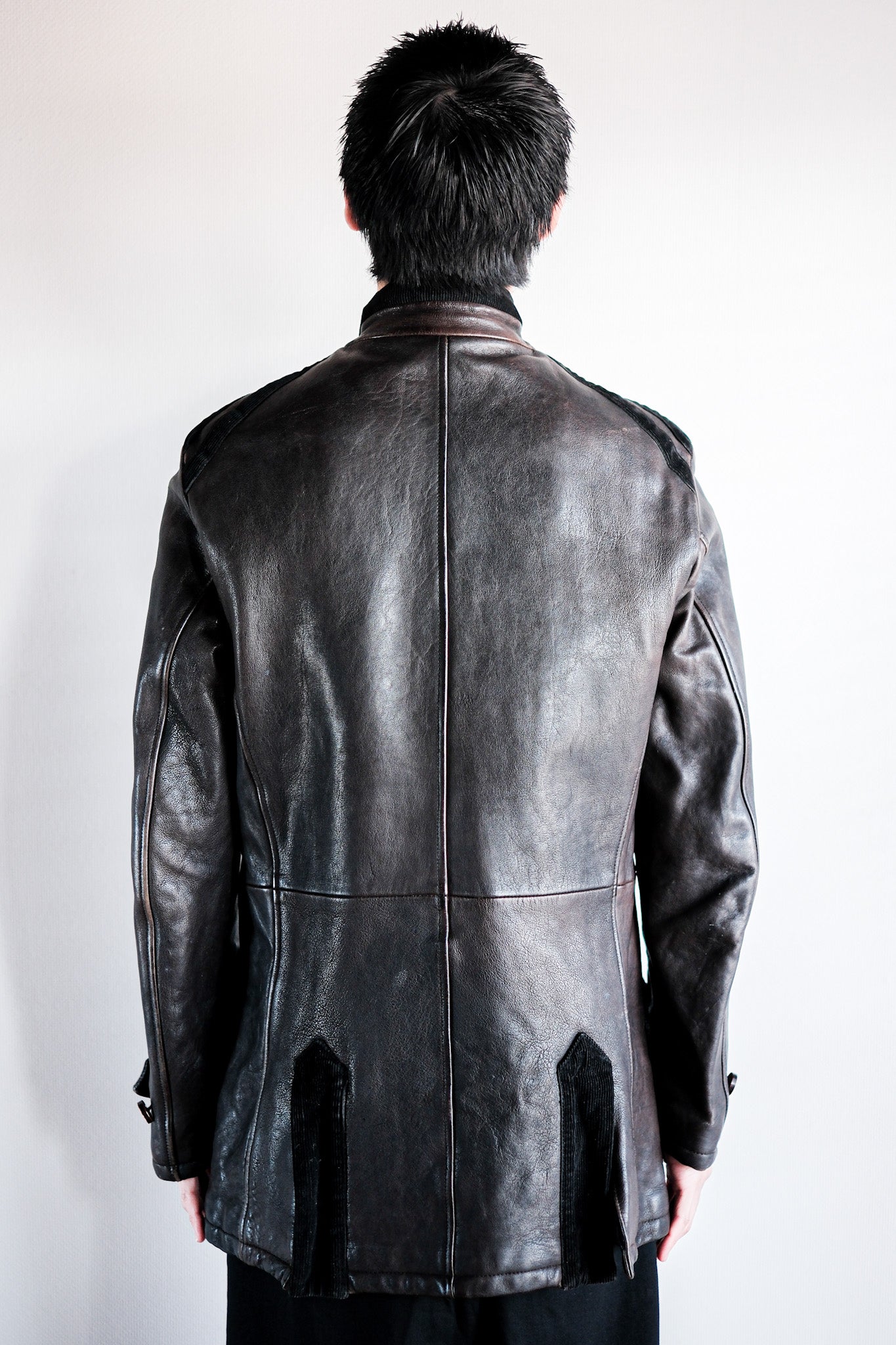 【~90's】Old EMPORIO ARMANI Stand Collar Leather Jacket Size.48