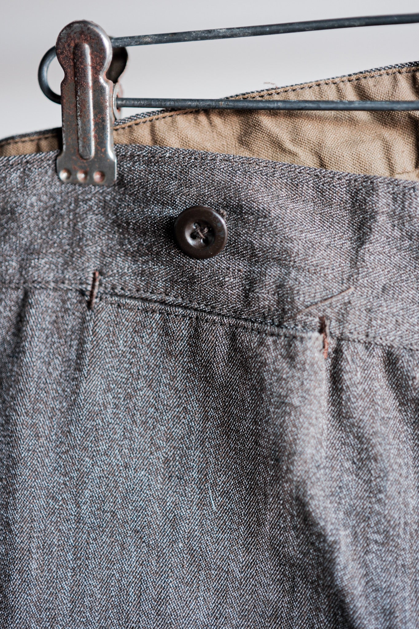 【~20's】French Vintage Brown Salt & Pepper Cotton HBT Work Pants
