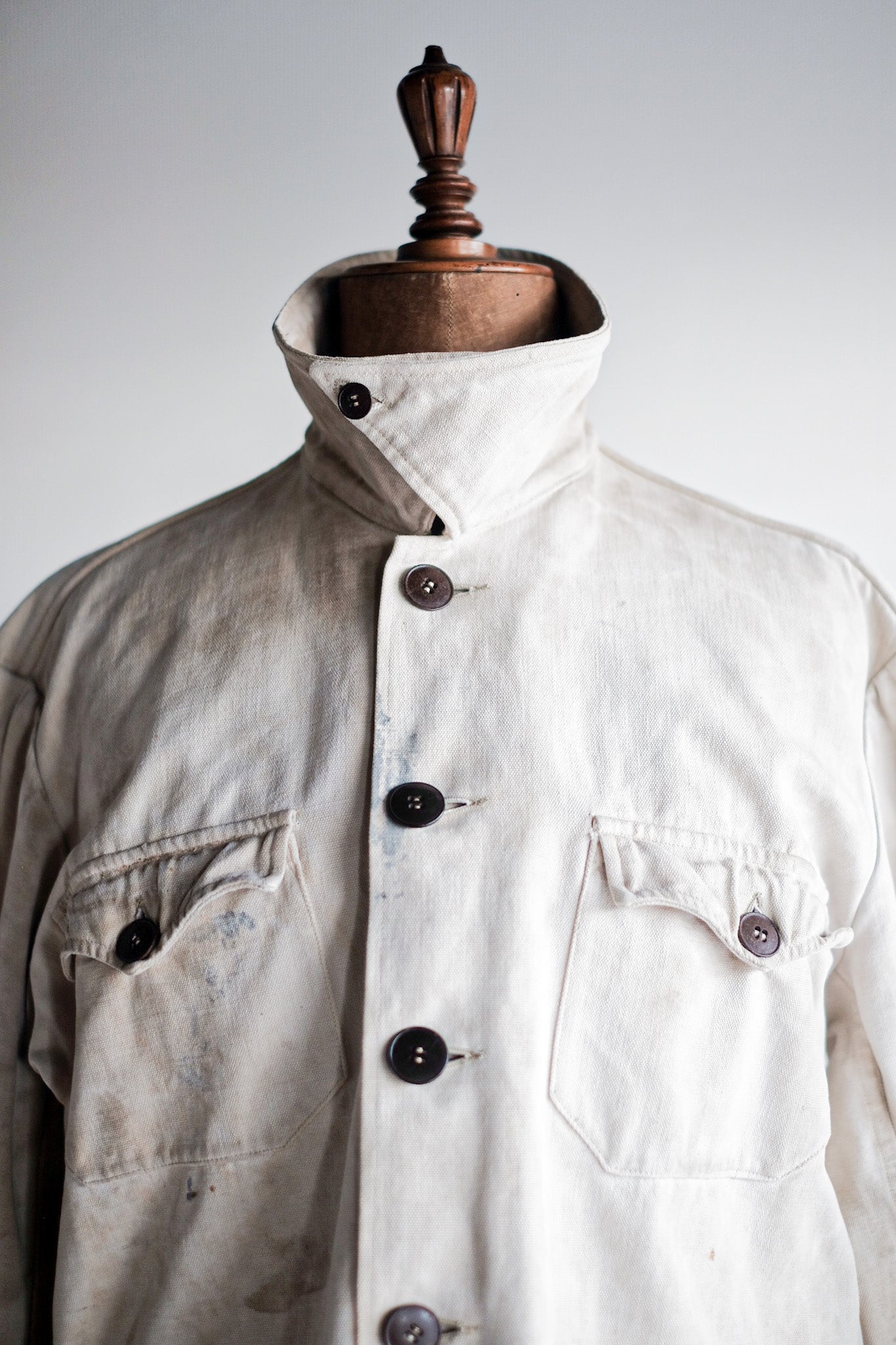 【~50's】French Vintage White Cotton Canvas Work Jacket