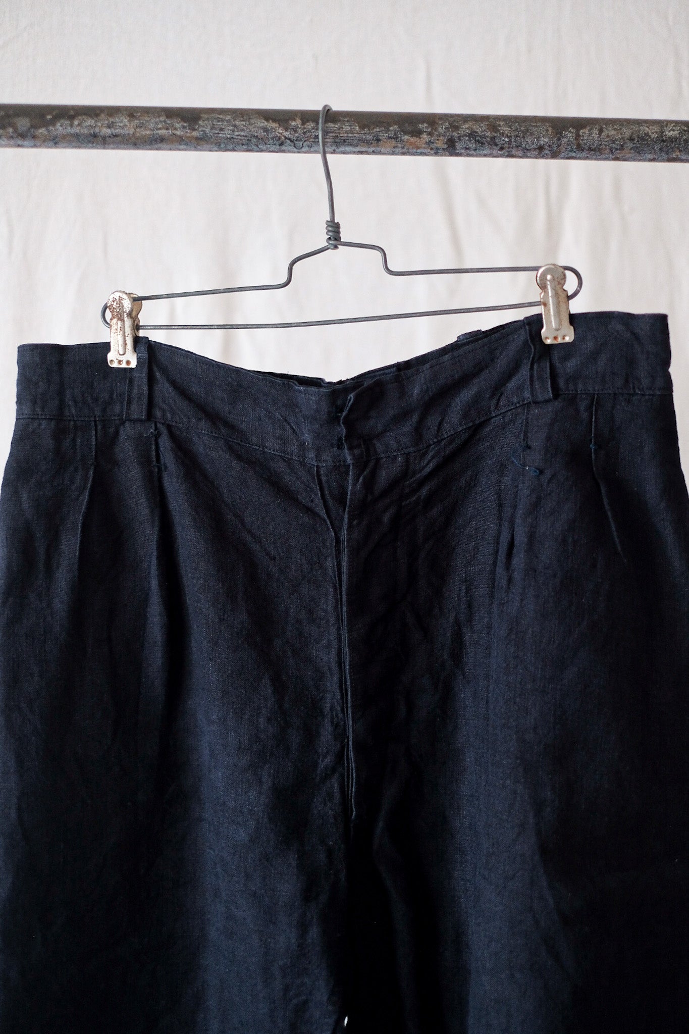 【~40's】French Vintage Indigo Linen Work Shorts