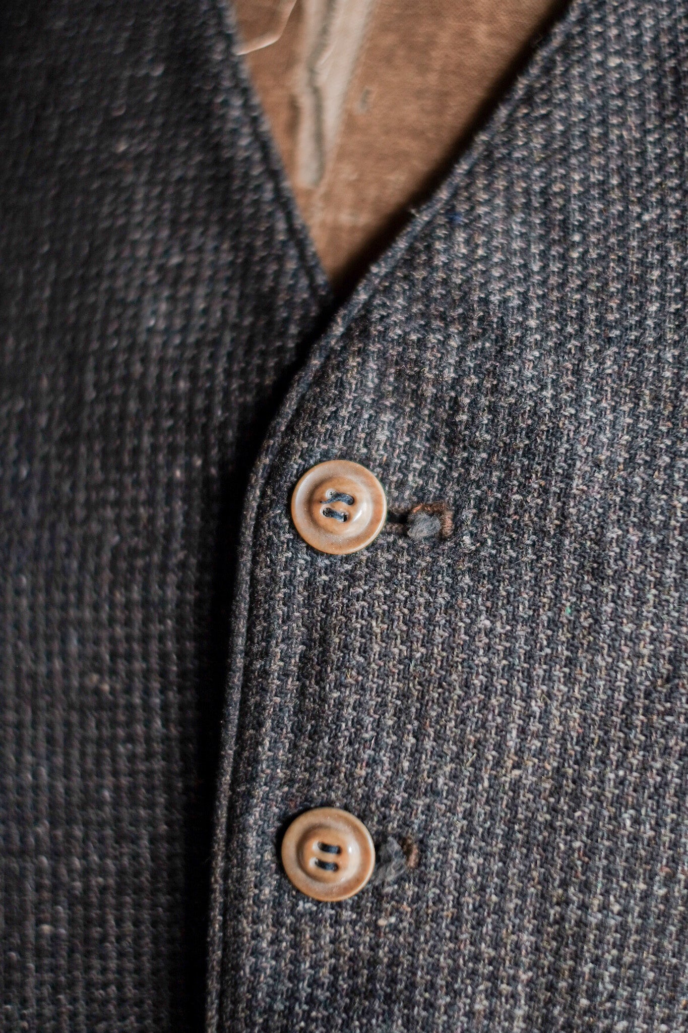 【~30's】French Vintage Gray Wool Work Gilet