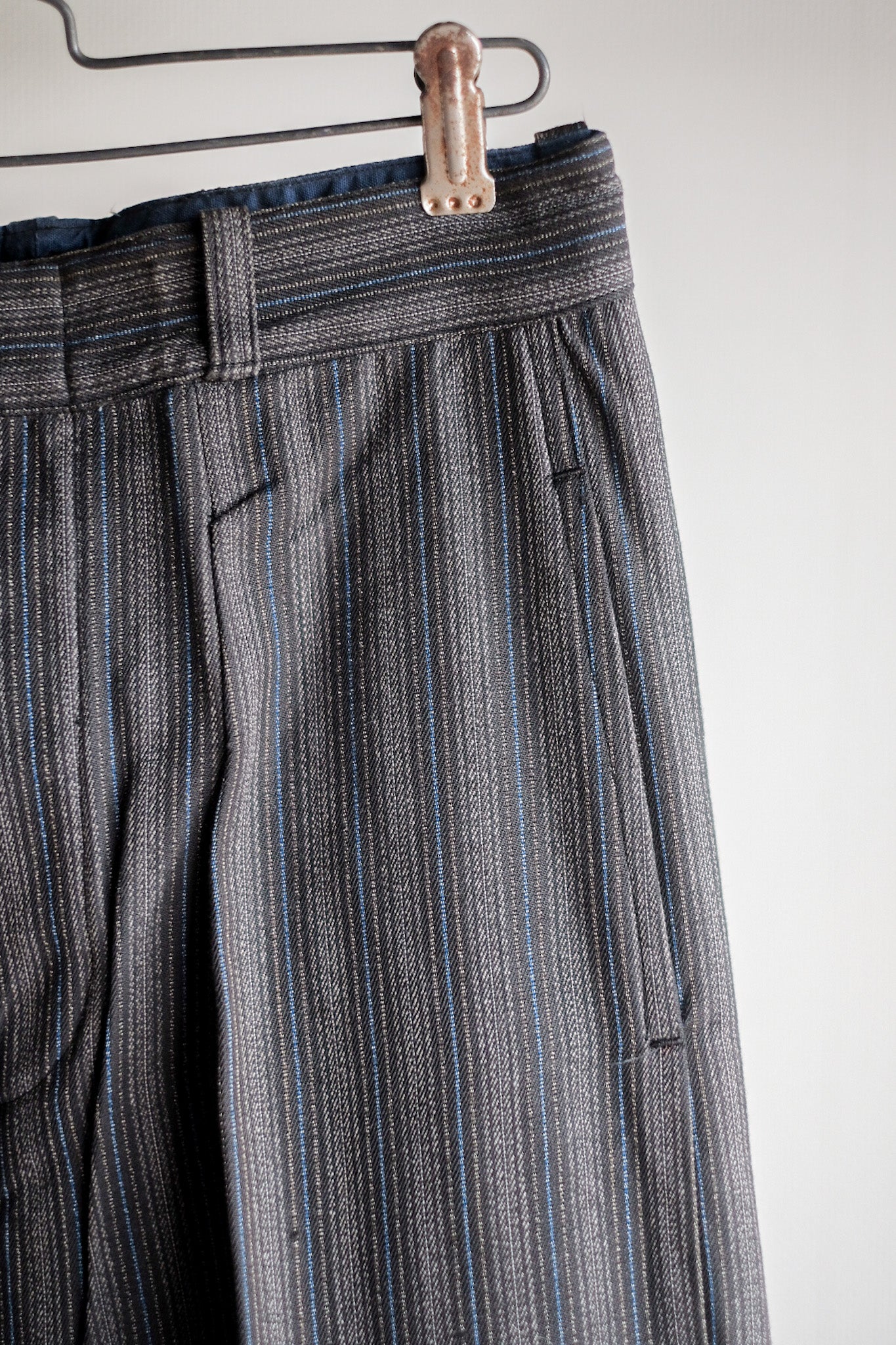 【~40's】French Vintage Cotton Striped Work Pants "Dead Stock"
