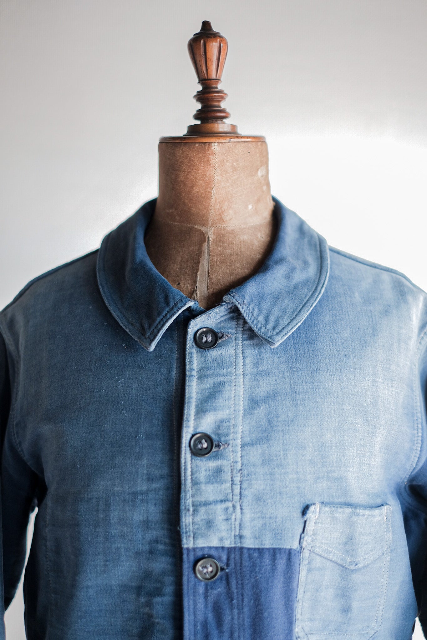 【~40's】French Vintage Blue Moleskin Work Jacket "Le Mont St. Michel"