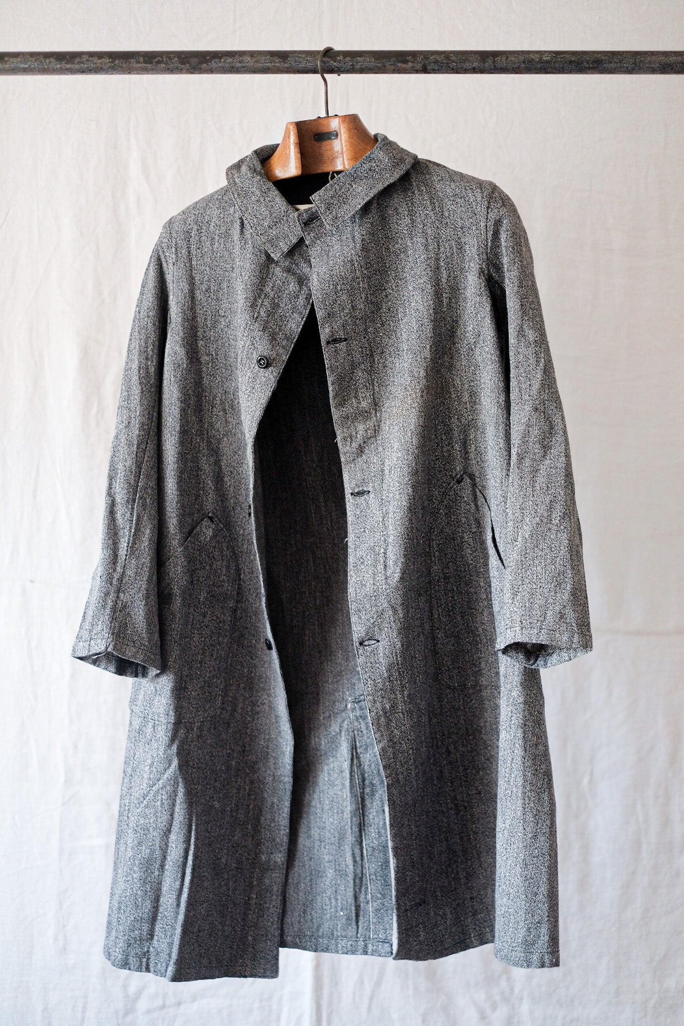 【~40's】French Vintage Black Chambray Work Coat