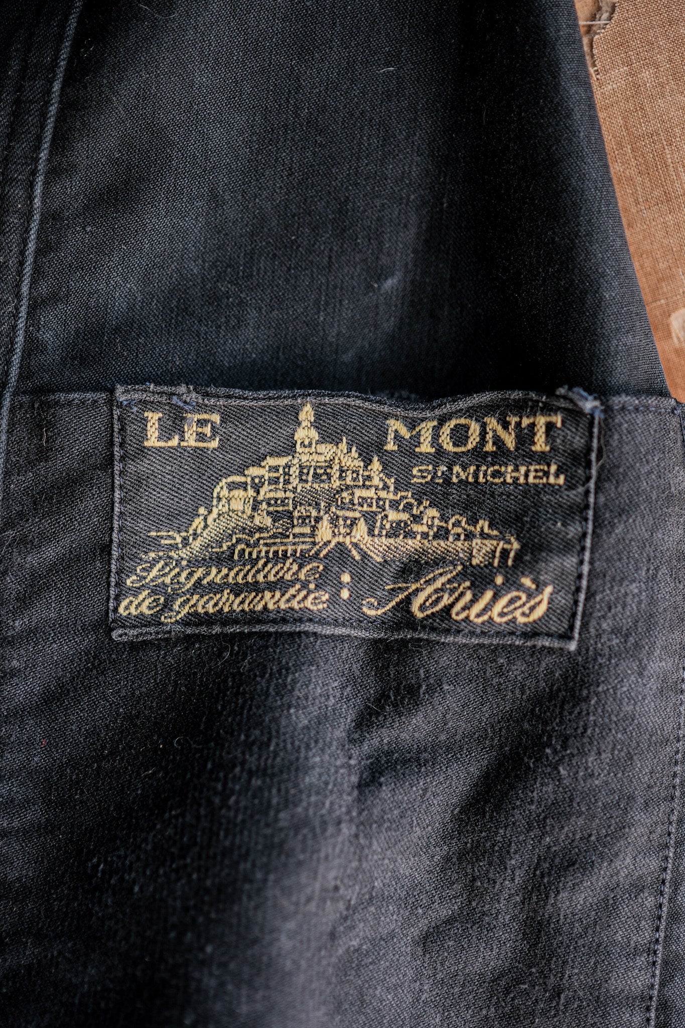 【~40's】French Vintage Black Moleskin Work Jacket "Le Mont St. Michel"