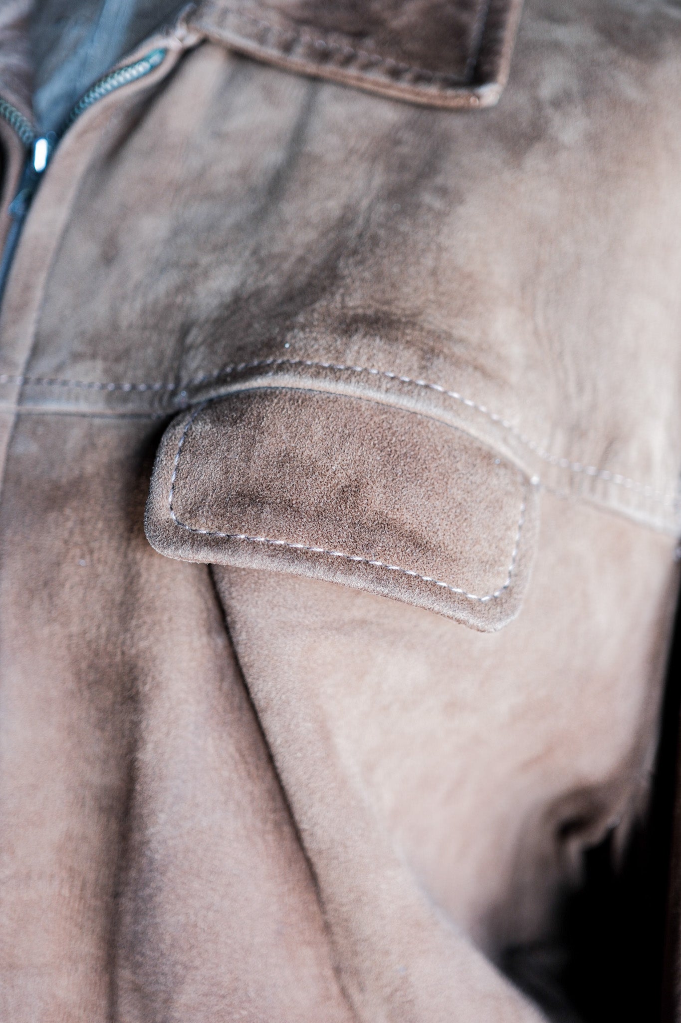 【~60's】French Vintage Brown Suede Zip Up Jacket