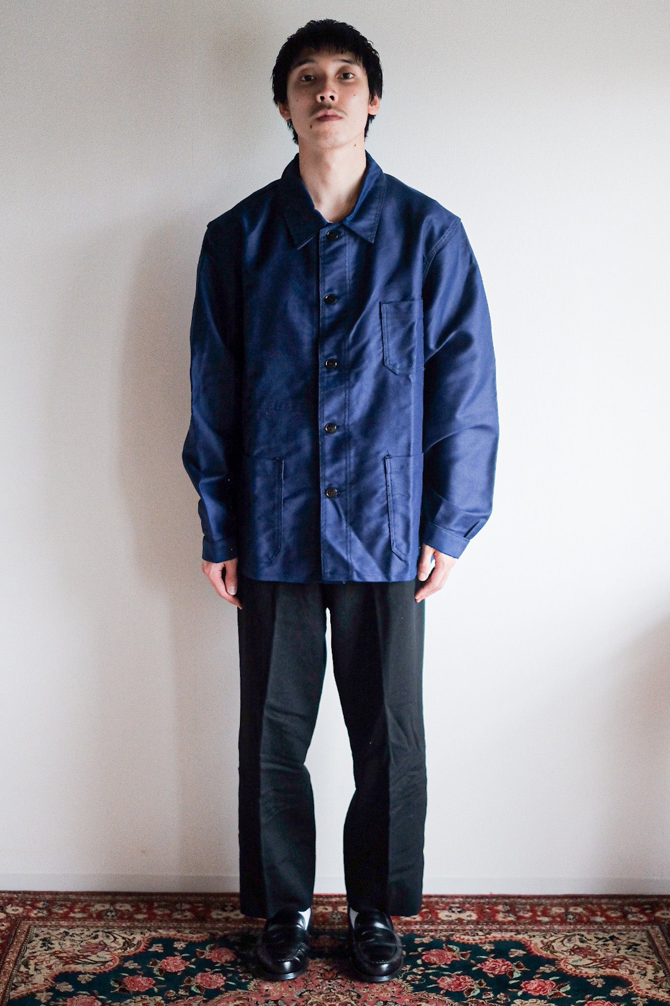 【~60's】French Vintage Blue Moleskin Work Jacket "Dead Stock"