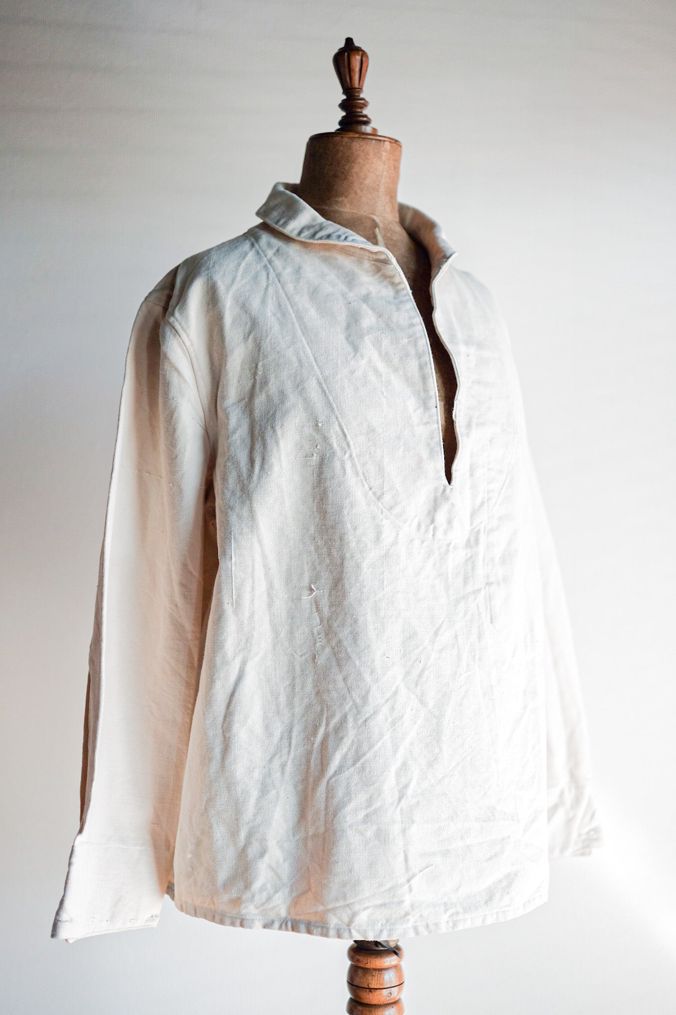【~30's】French Navy Linen Sailor Smock "Dead Stock"