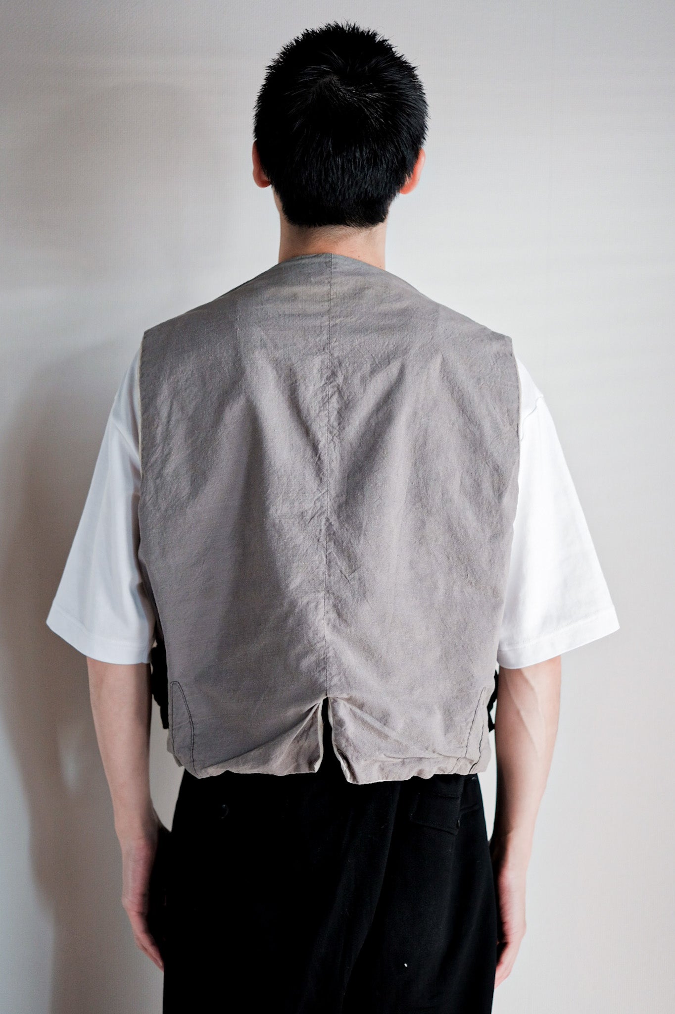 【~30's】French Vintage Gray Cotton Pique Hunting Gilet
