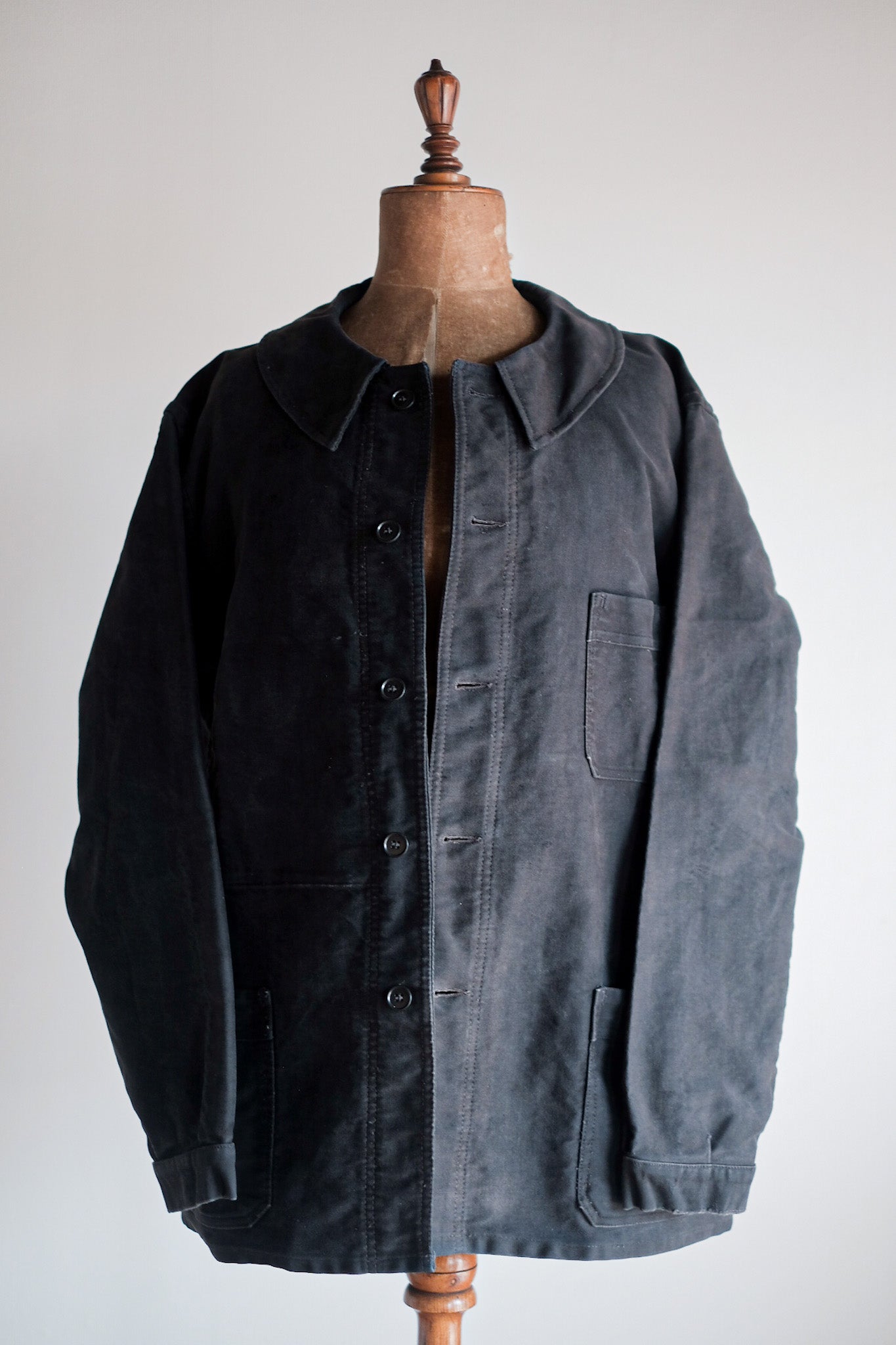 【~50's】French Vintage Black Moleskin Work Jacket