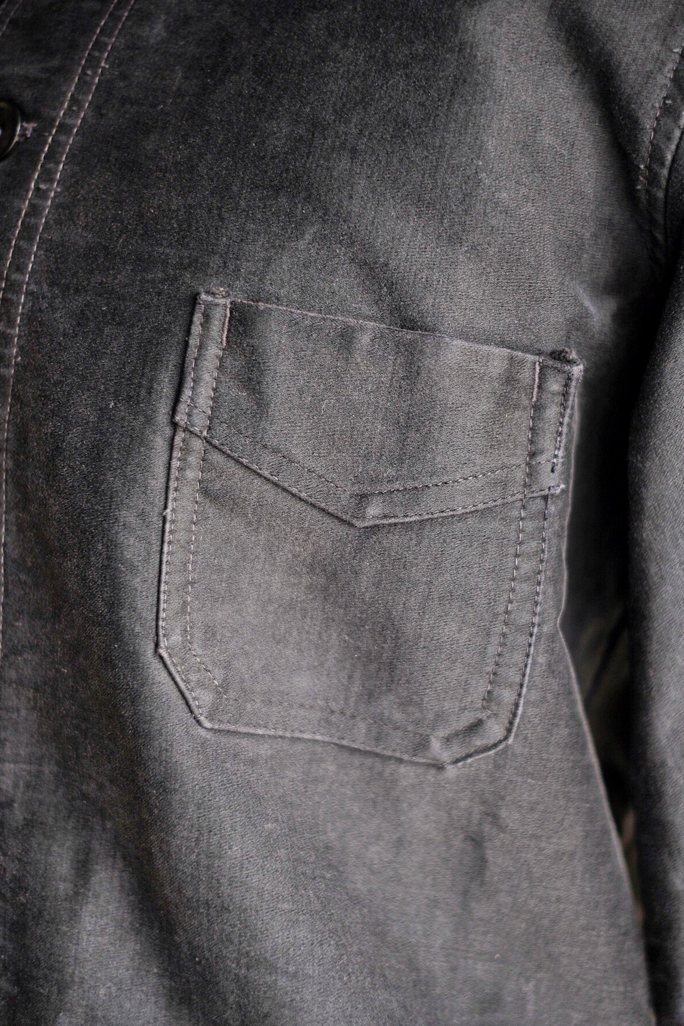 【~40's】French Vintage Black Moleskin Work Jacket "Le Mont St. Michel"