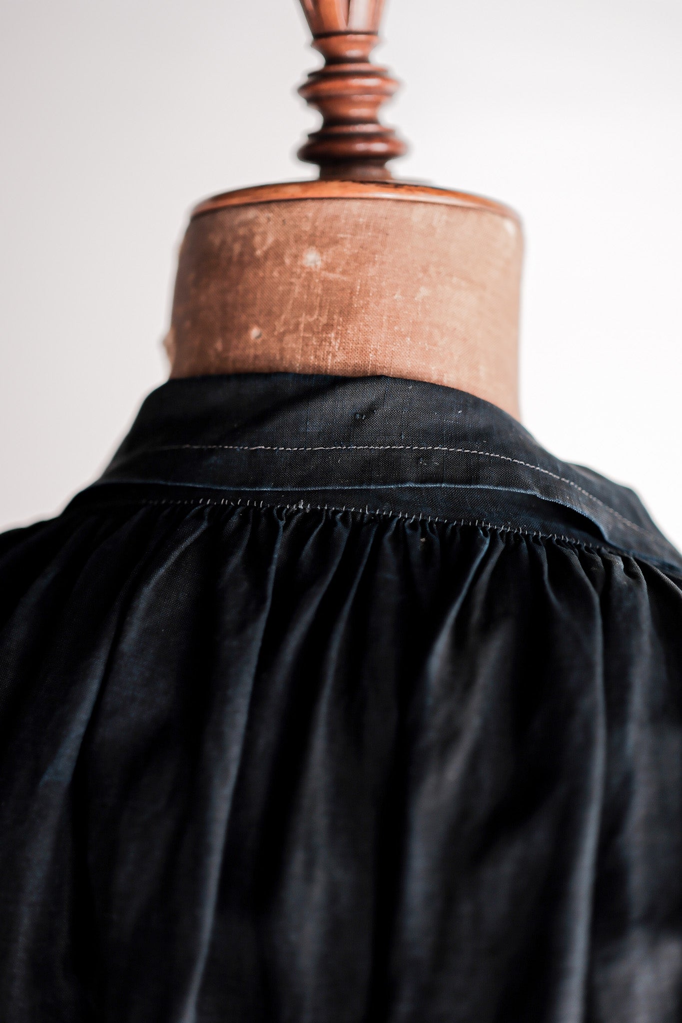【Early 20th C】French Antique Indigo Linen Smock Open Type "Biaude"