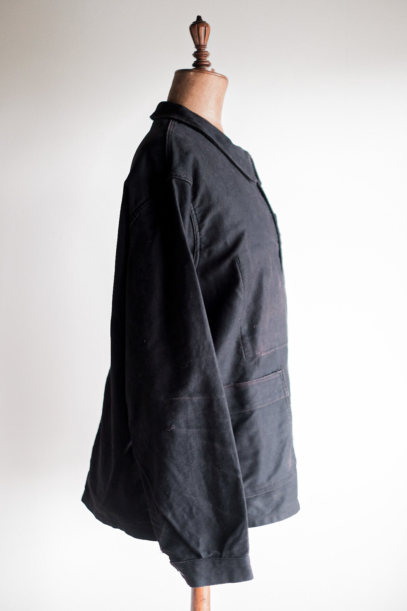 【~60's】French Vintage Black Moleskin Work Jacket