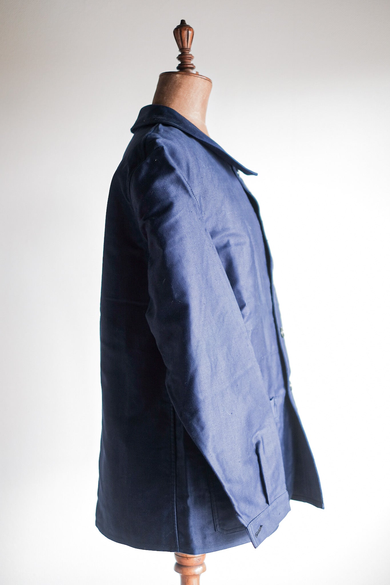 【~40's】French Vintage Blue Moleskin Work Jacket "Le Mont St. Michel" "Dead Stock"