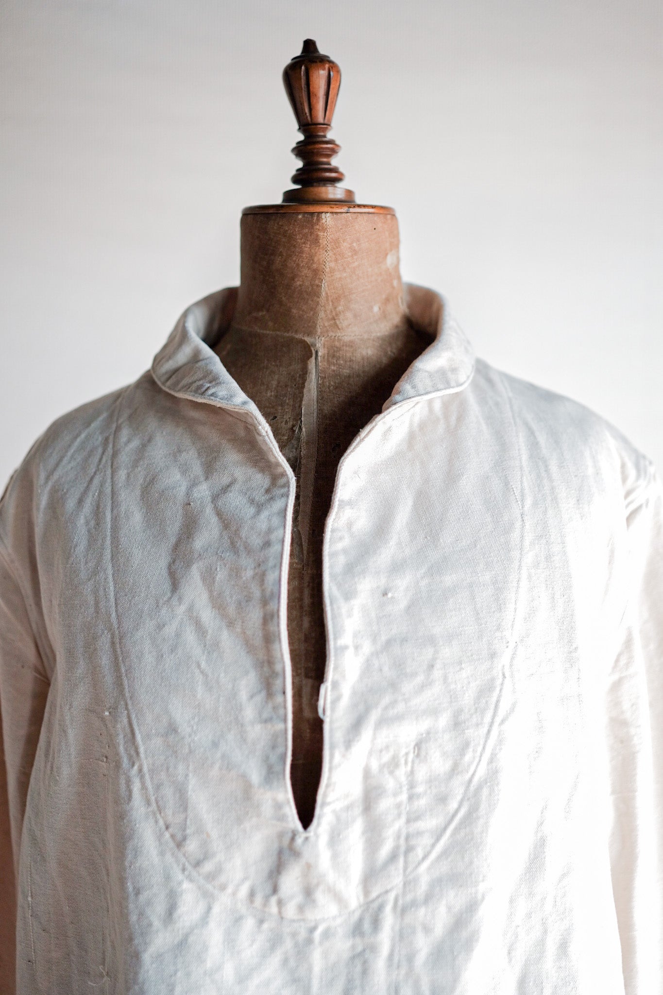 【~30's】French Navy Linen Sailor Smock "Dead Stock"