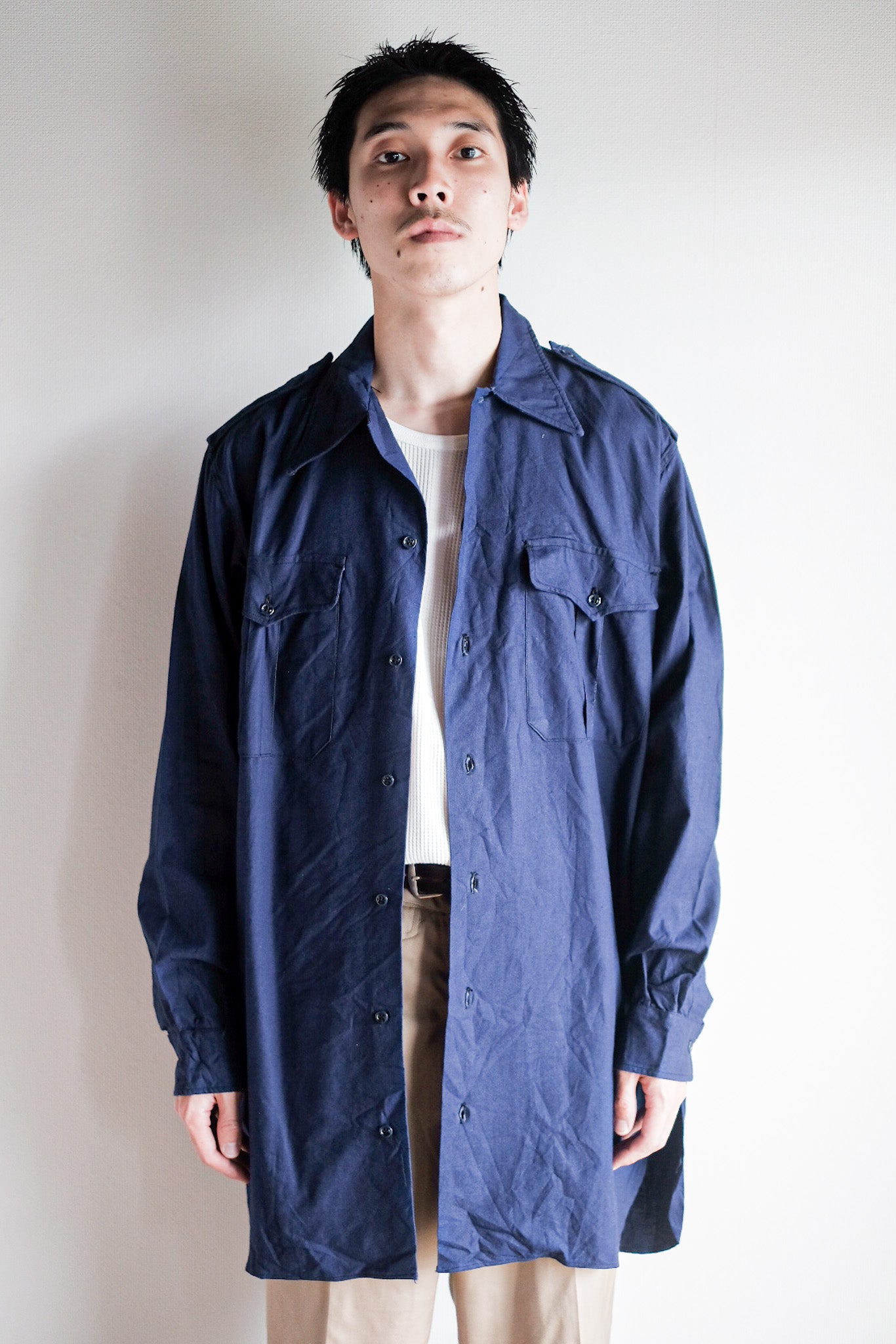 【~50's】French Air Force Indigo Metis Shirt "Dead Stock"
