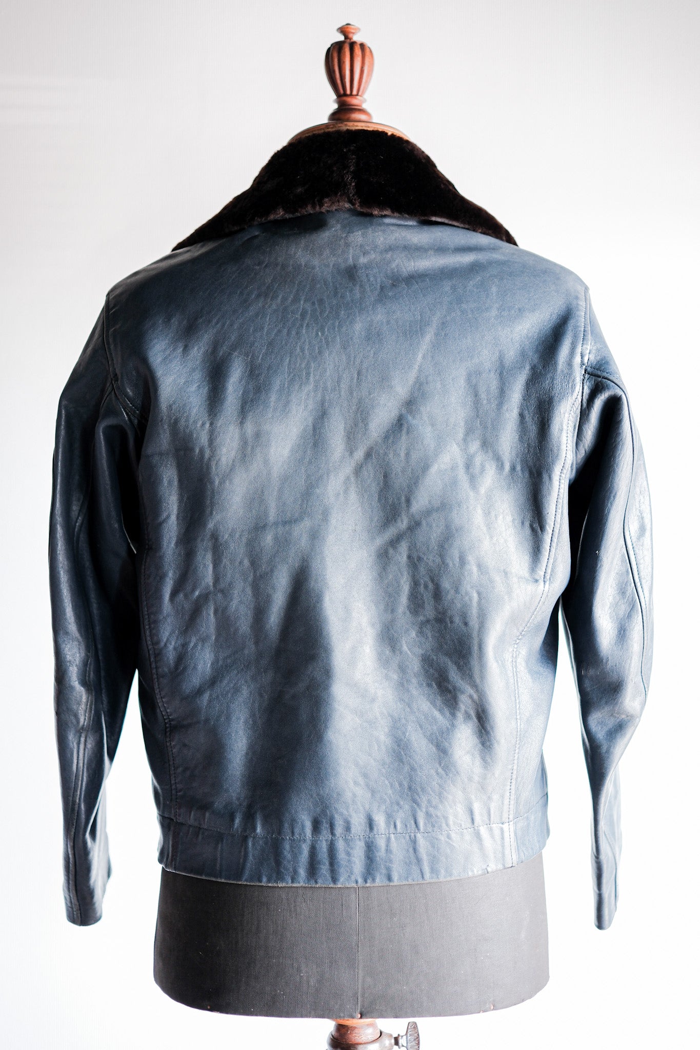 【~70's】French Air Force Pilot Leather Jacket Size.92C