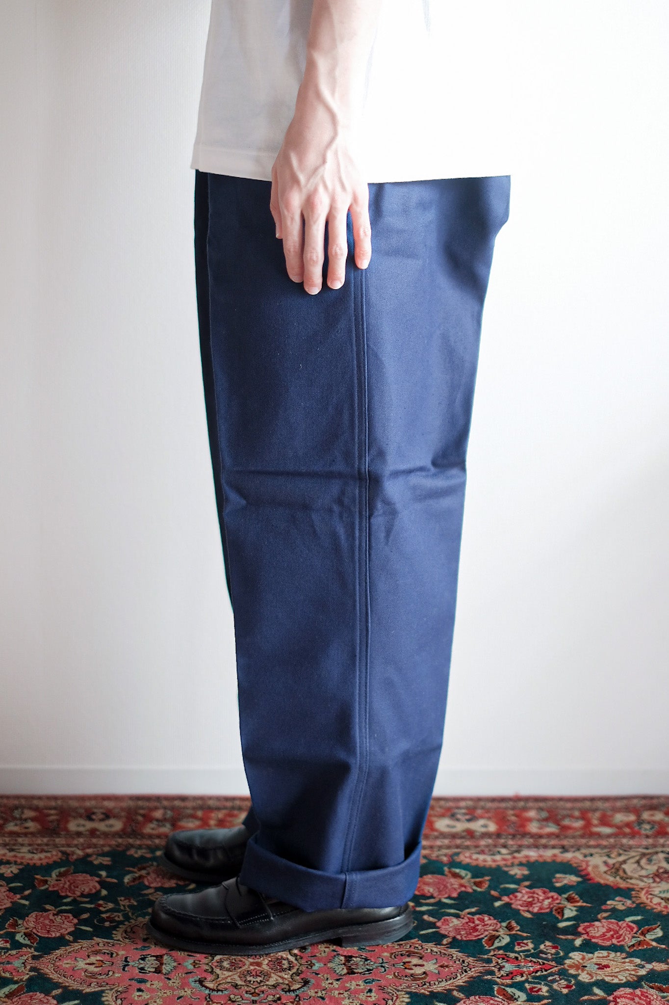 【~40's】French Vintage Blue Cotton Twill Work Pants "Dead Stock"