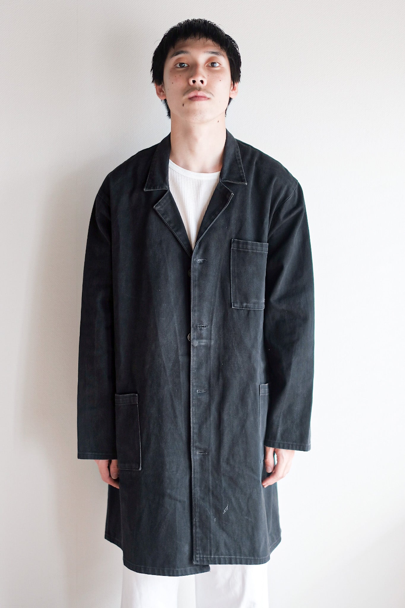 【~50's】French Vintage Black Moleskin Work Coat