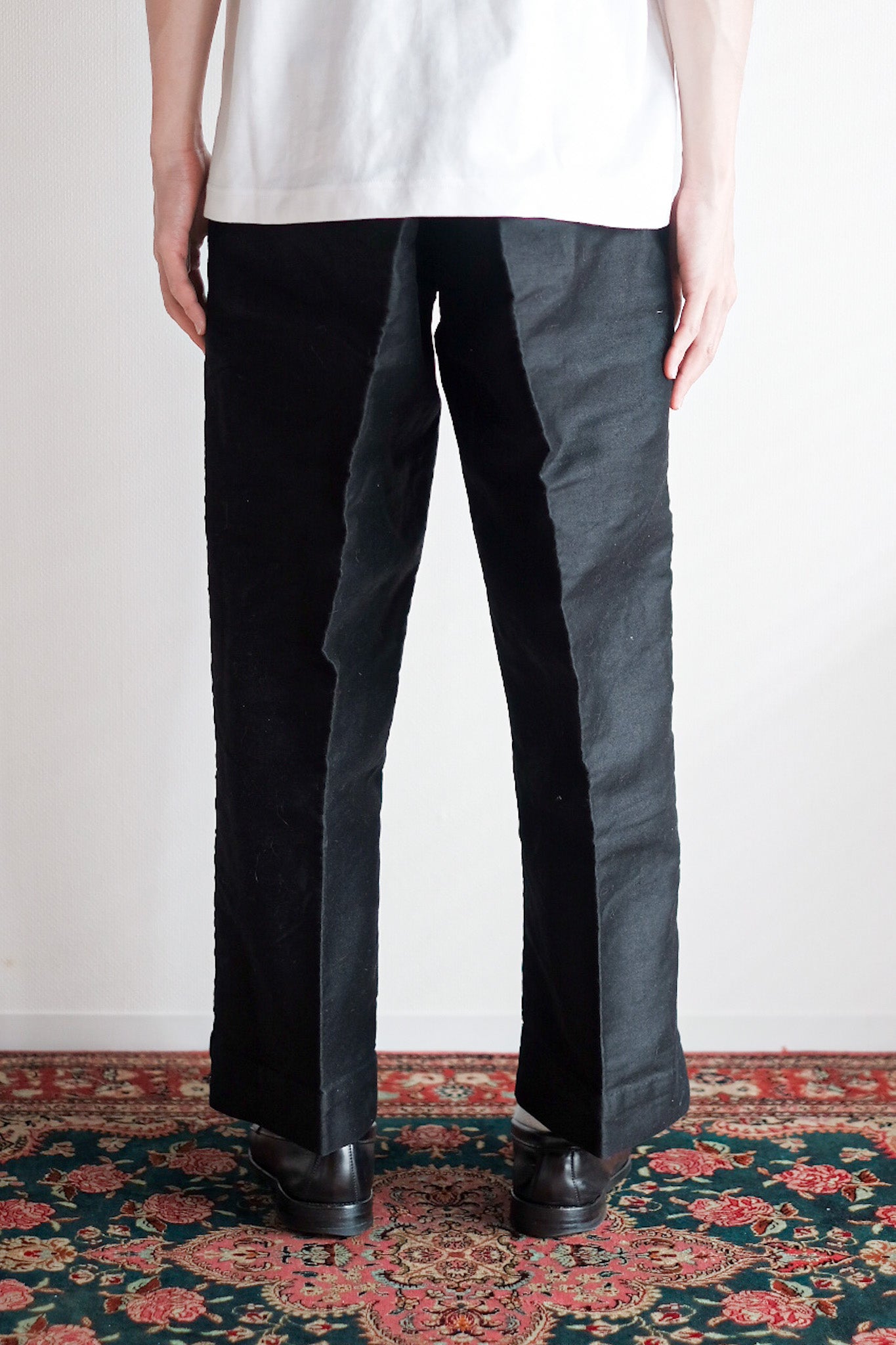 【~40's】French Vintage Black Moleskin Work Pants "Dead Stock"