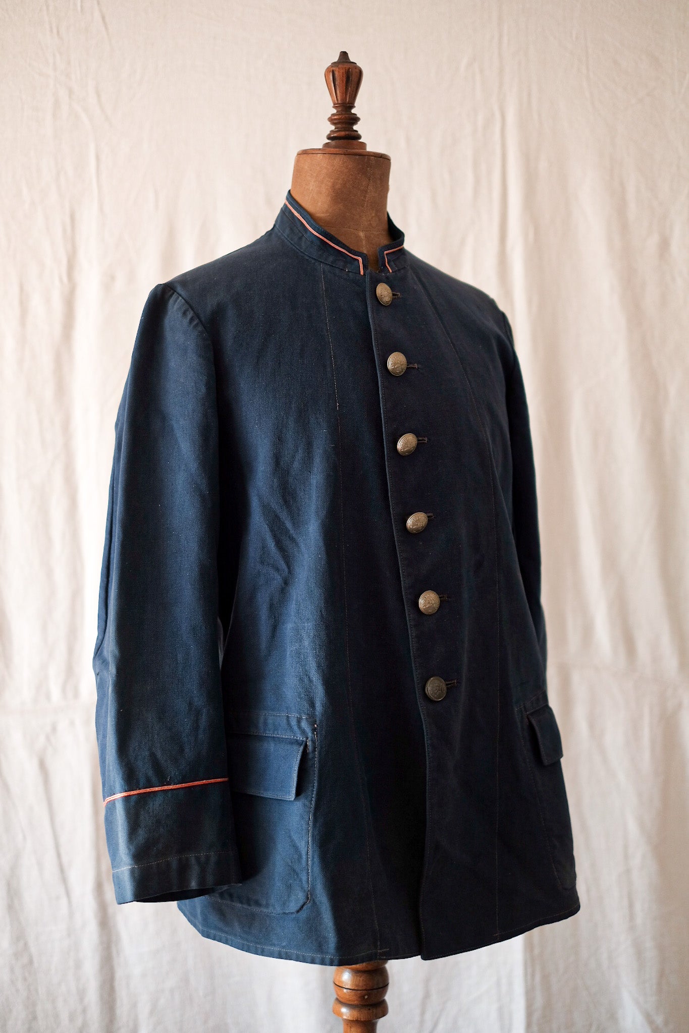 【~30's】French Vintage Indigo Cotton Twill Fireman Jacket