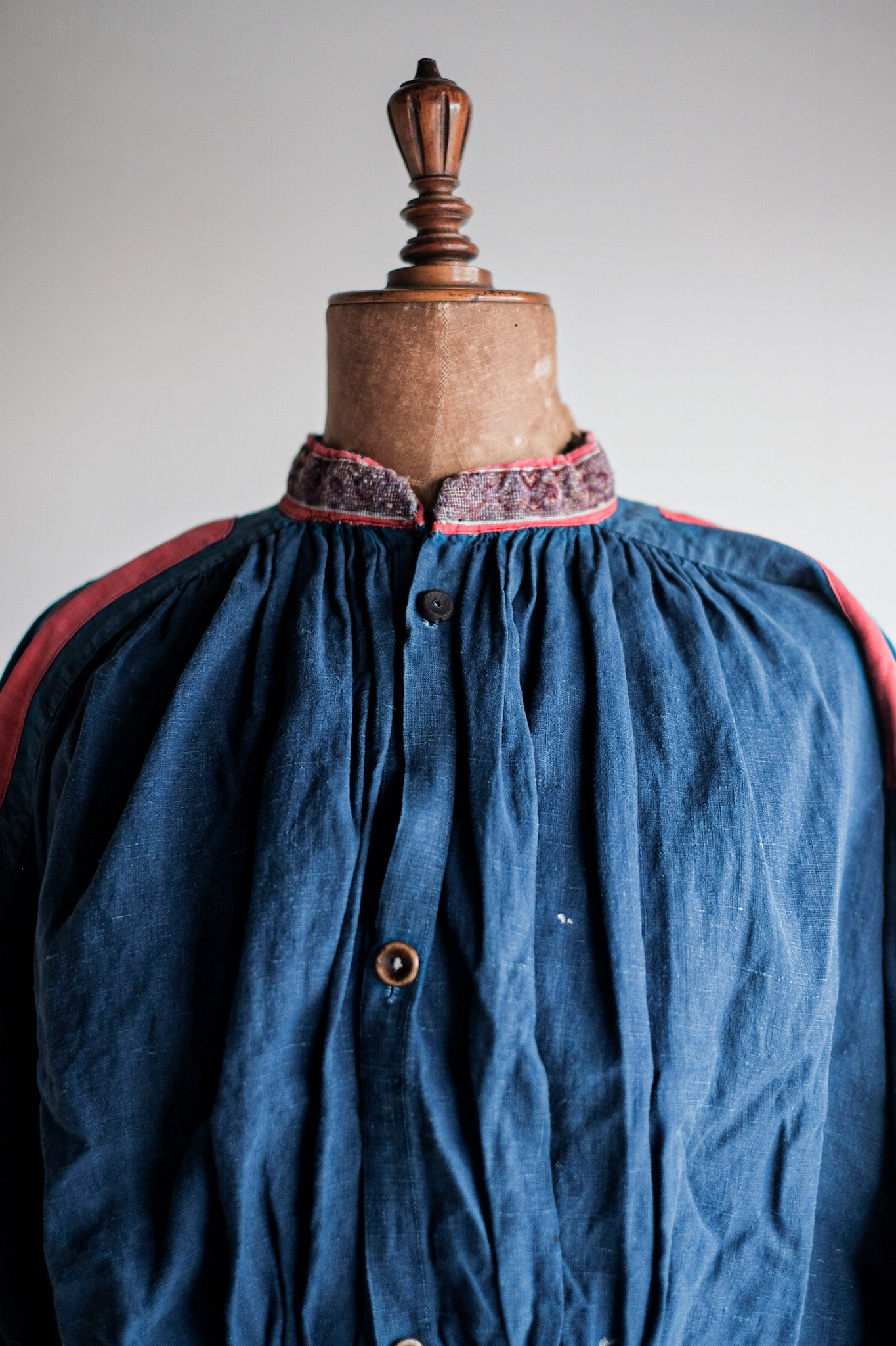 【Late 19th C】French Antique Indigo Linen Fireman Bourgeron Jacket