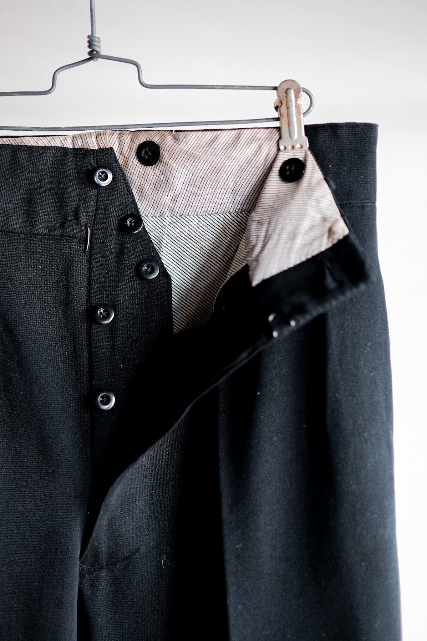 【~40's】French Vintage Black Wool Trousers