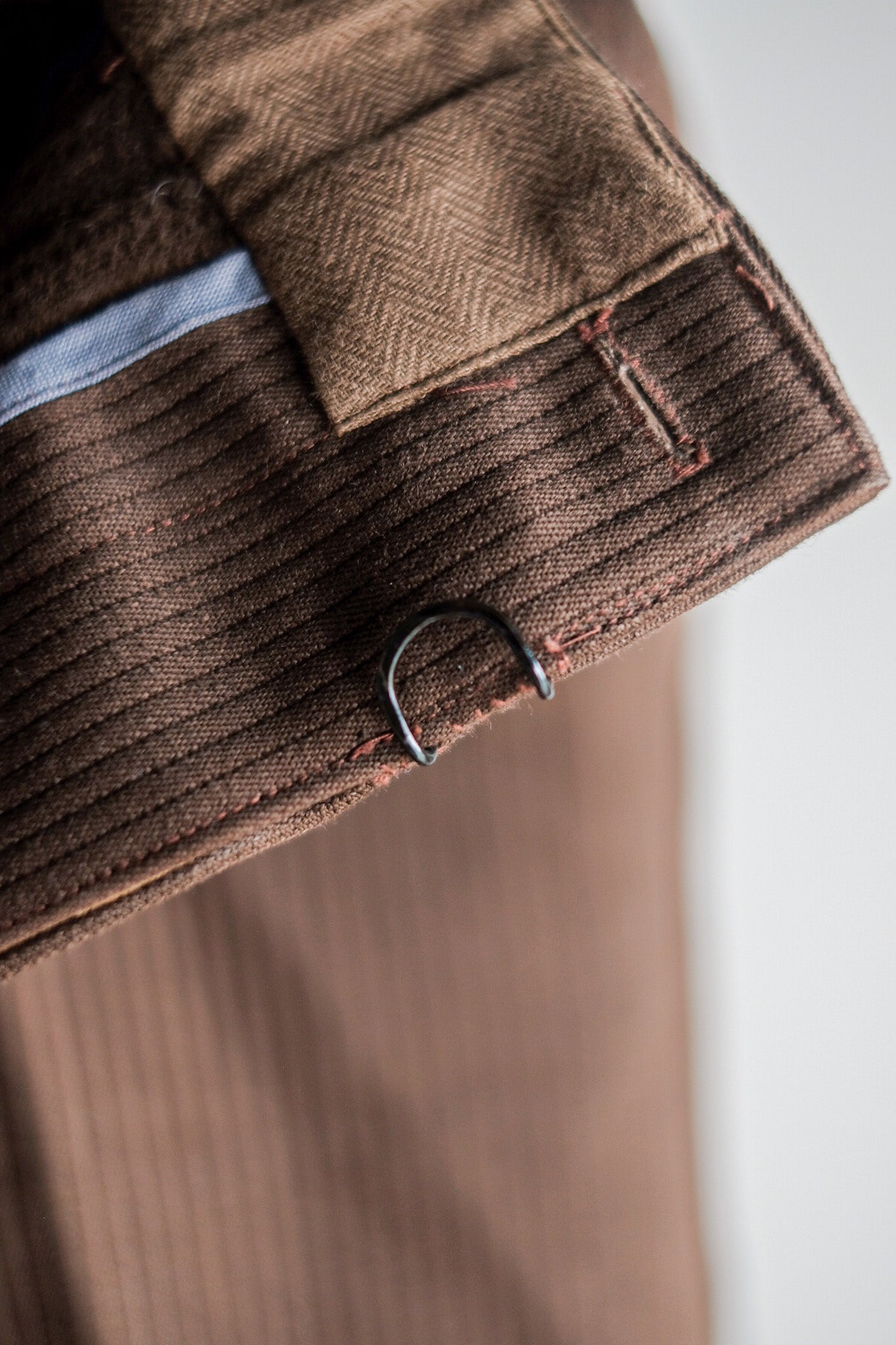 【~50's】French Vintage Brown Cotton Pique Work Pants "Dead Stock"