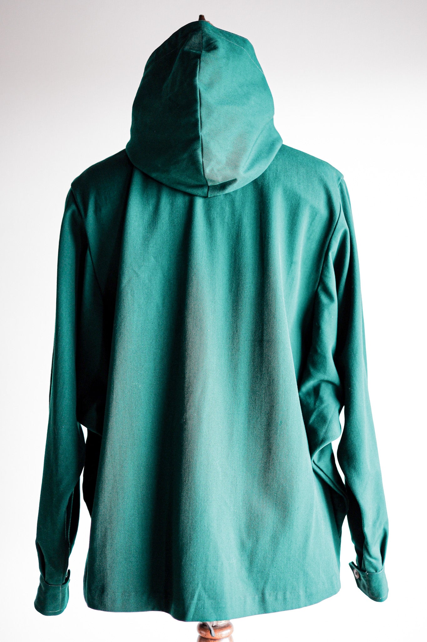 【~50's】French Vintage Green Wool Rayon Hooded Jacket "Dead Stock"