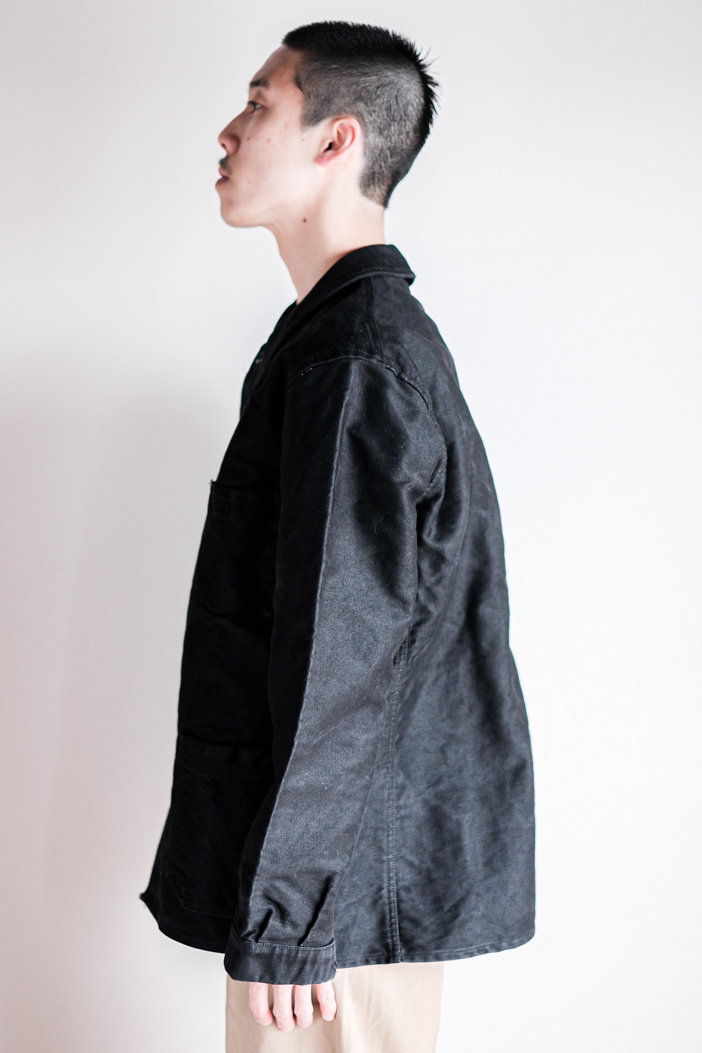 【~50's】French Vintage Black Moleskin Work Jacket