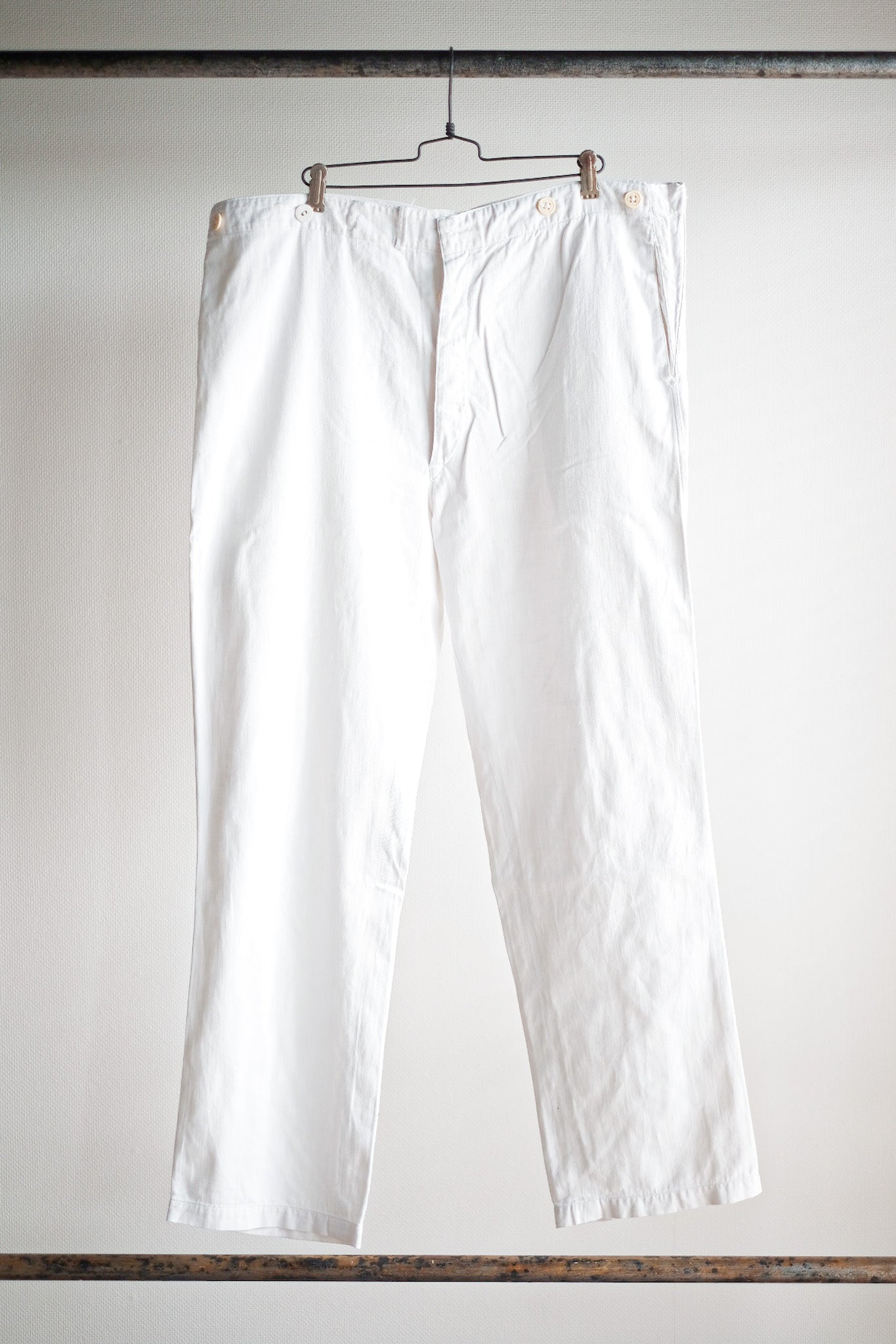 【~40's】German Vintage White Cotton Work Pants