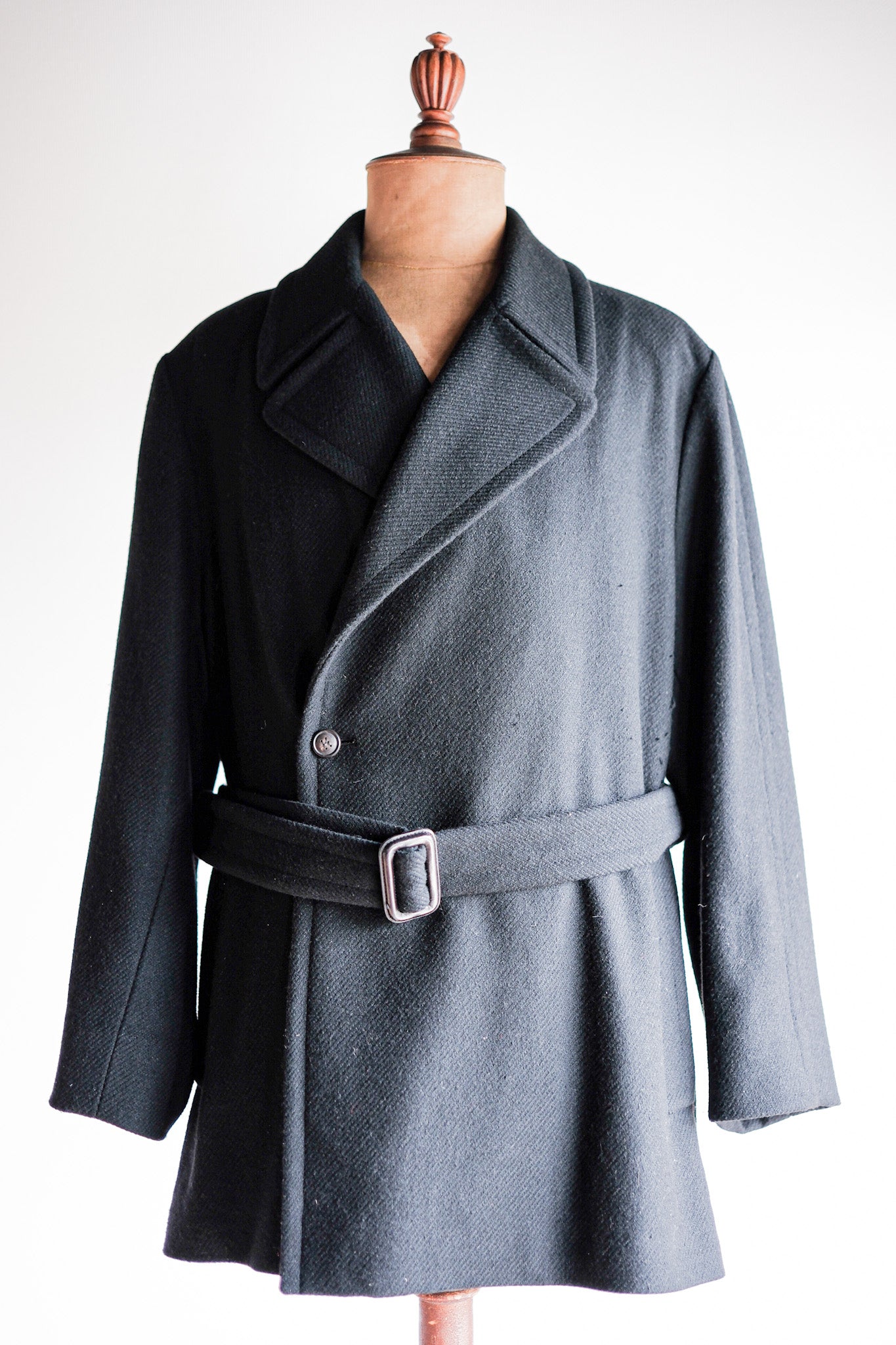 00's】Old Hermès Paris Cashmere Mix Wool Belted Coat by Martin Margie