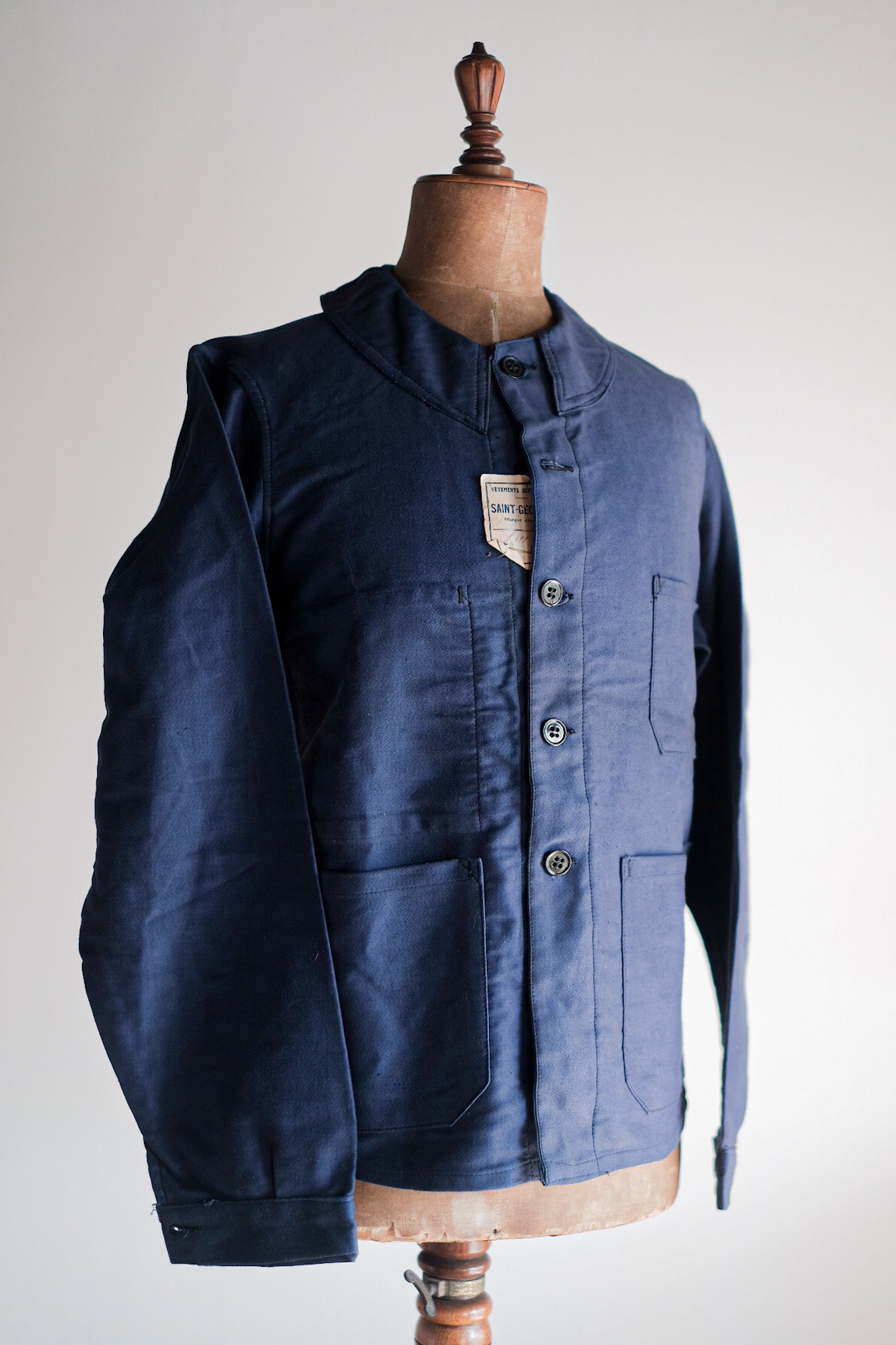 【~30's】French Vintage Blue Moleskin Work Jacket "Dead Stock"