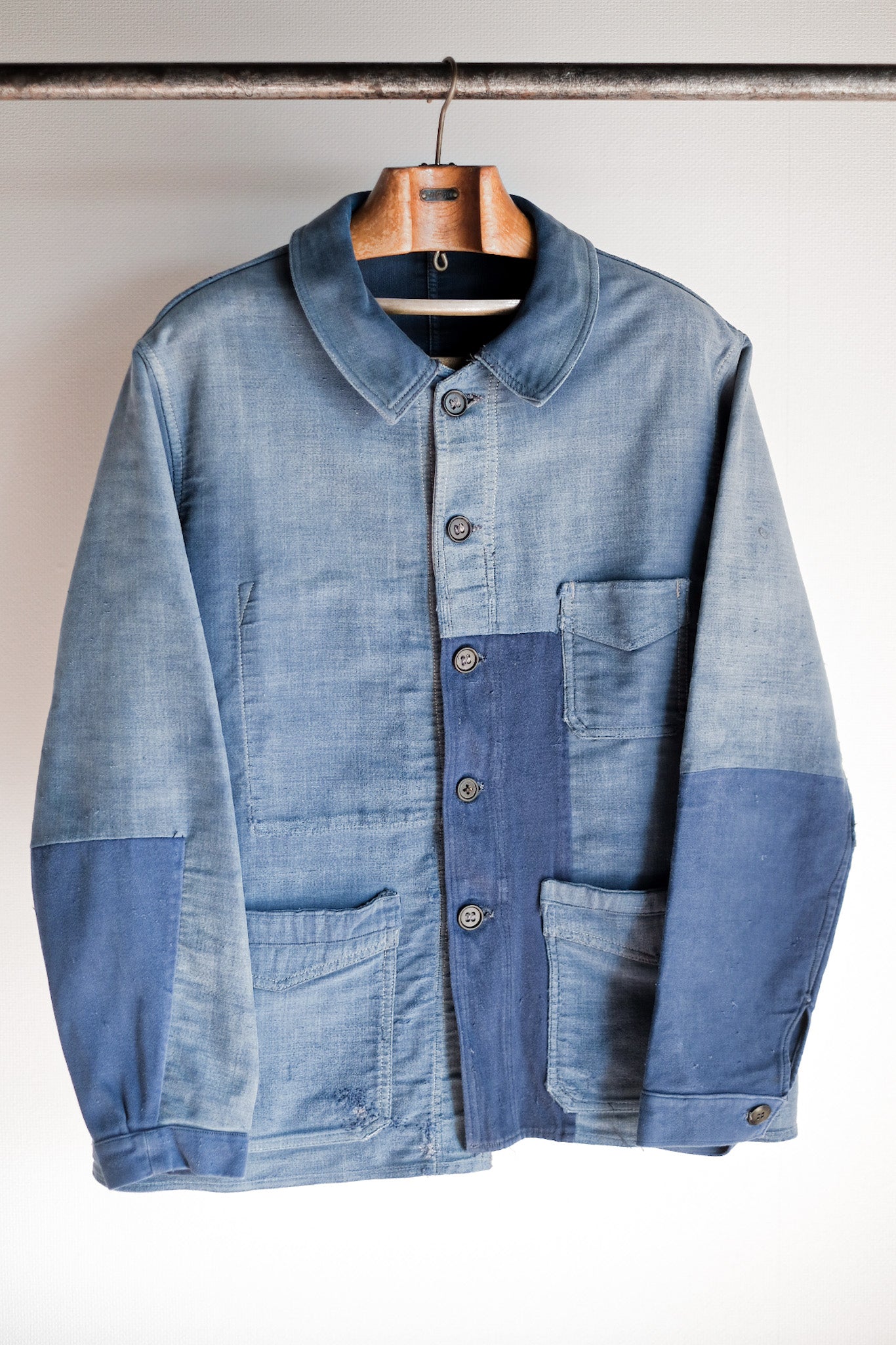 【~40's】French Vintage Blue Moleskin Work Jacket "Le Mont St. Michel"