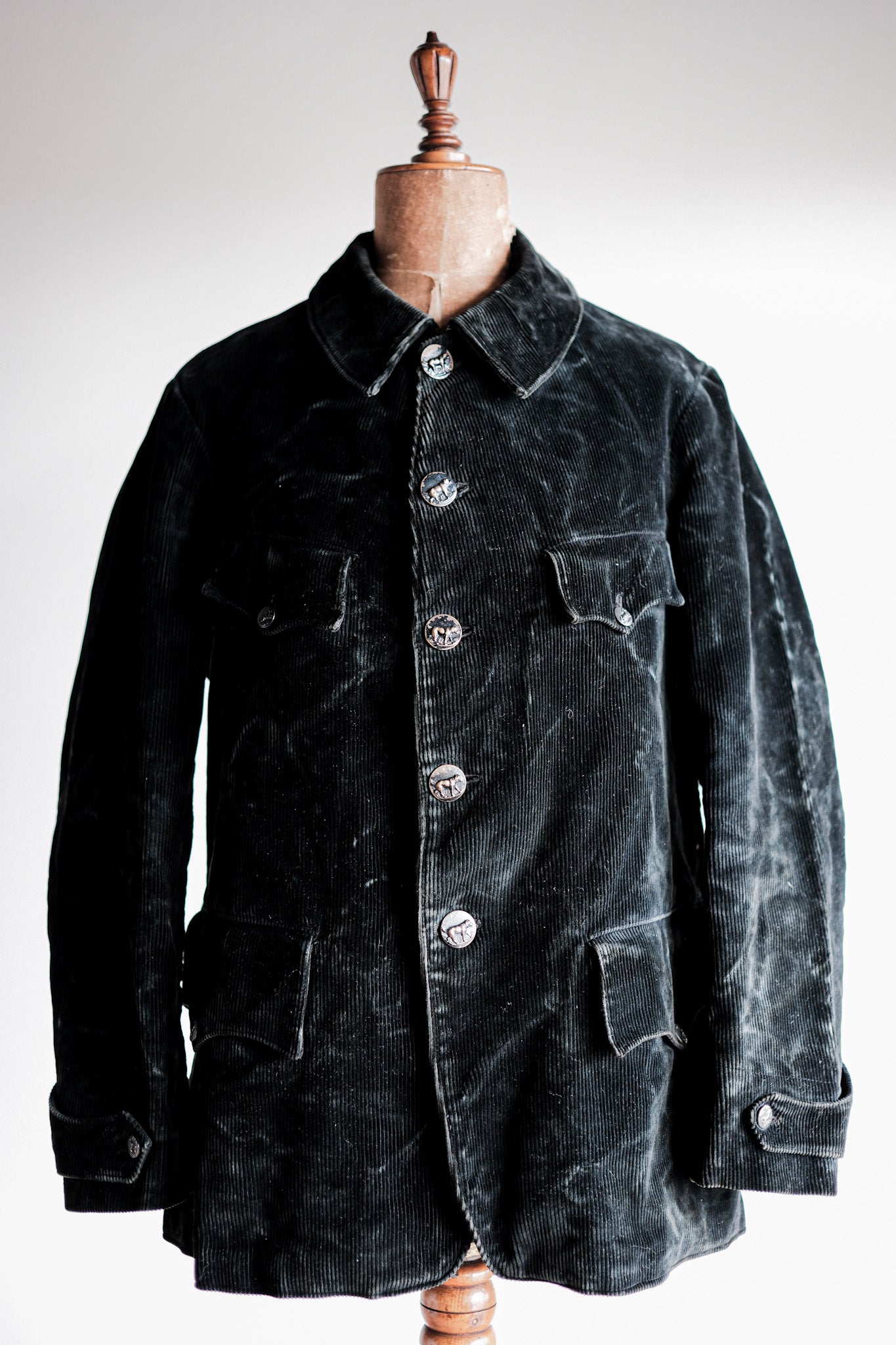 40's] French Vintage Black Corduroy Hunting Jacket