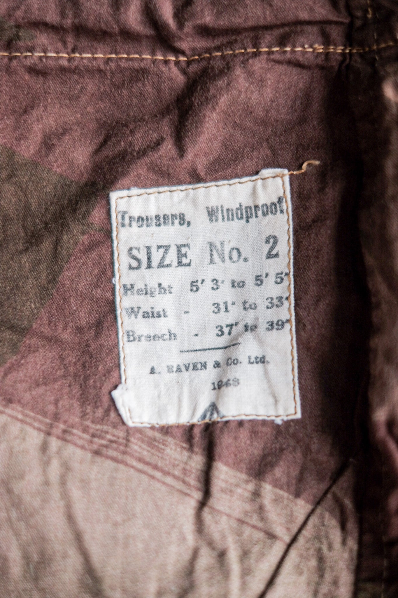 【~40's】British Army SAS Camouflaged Windproof Trousers Size.2 "Dead Stock"