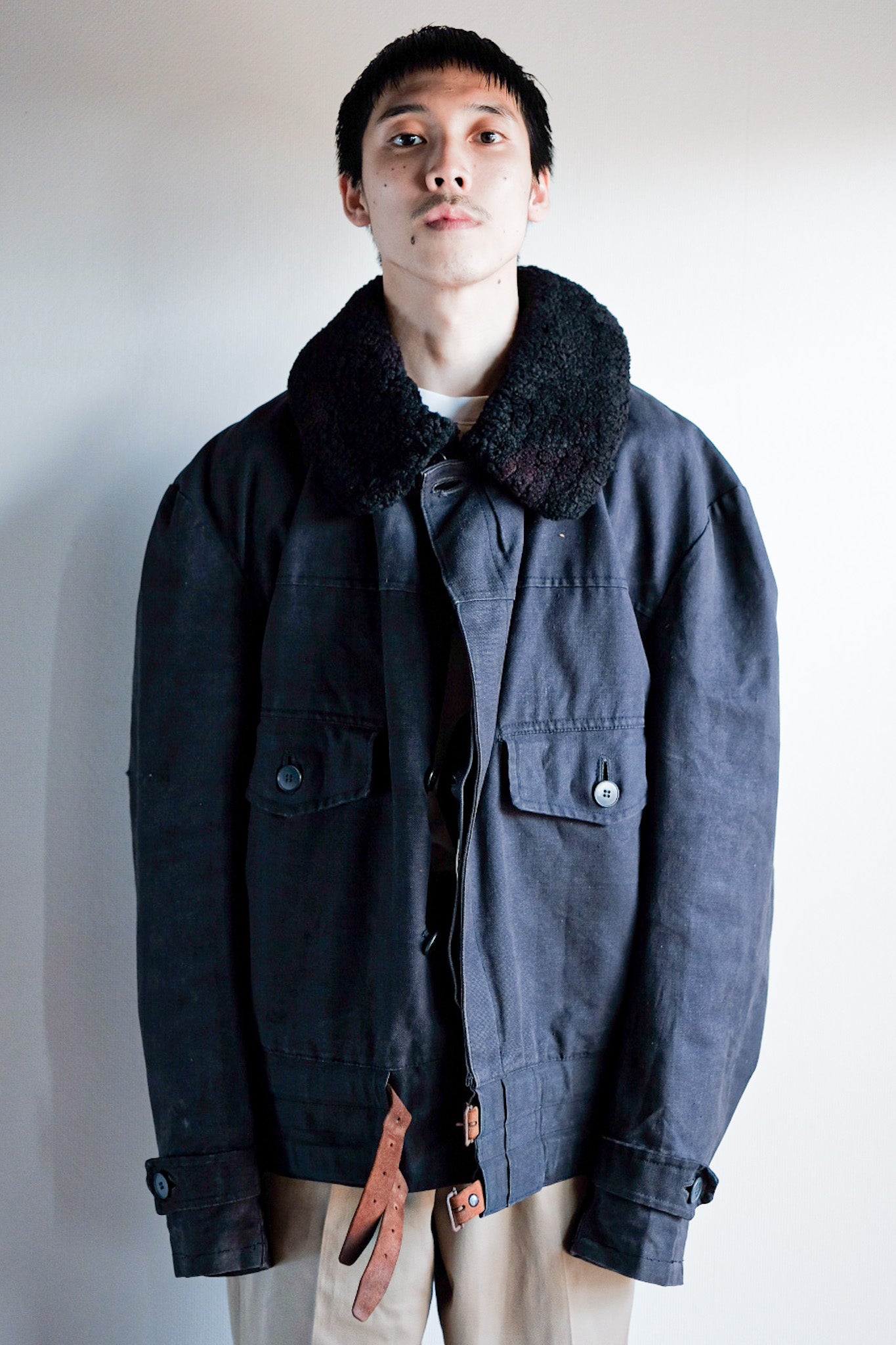 【~50’s】Swedish Army Motorcycle Jacket “Black Color”