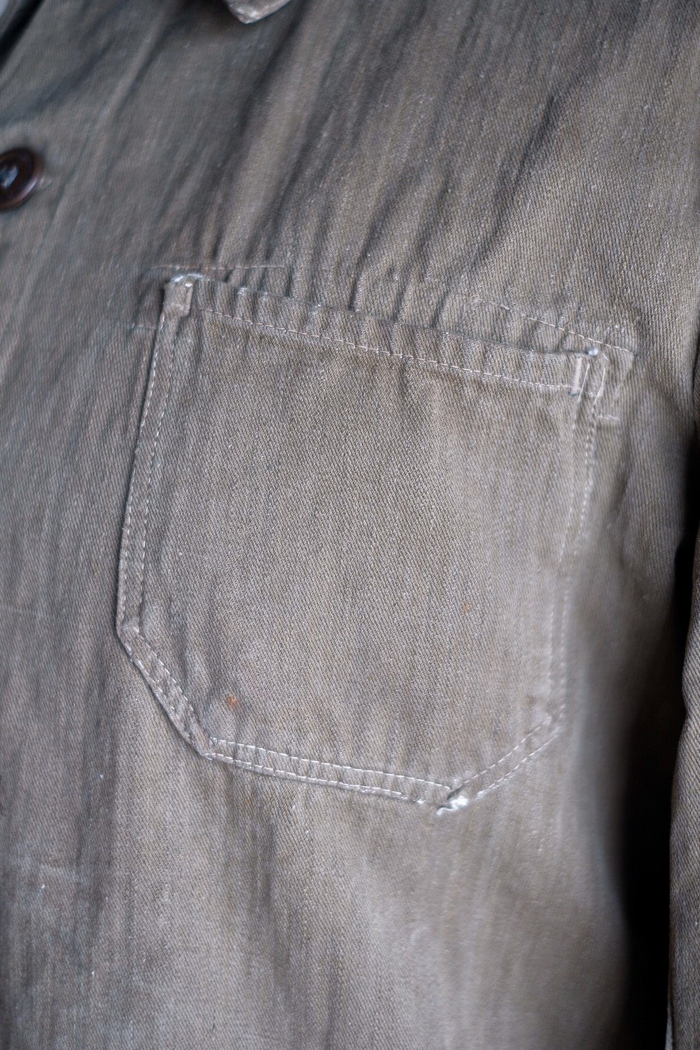 【~30's】German Vintage Green Cotton Work Jacket