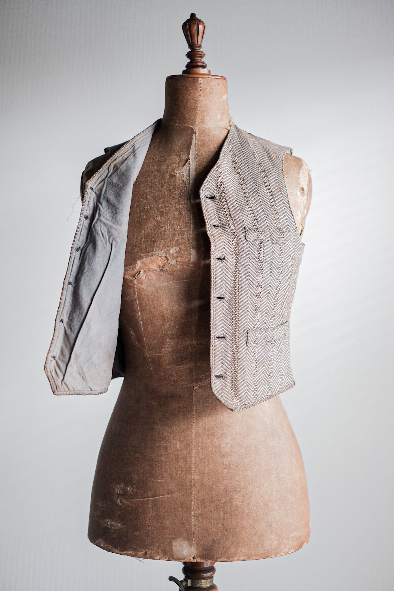 【~30's】French Vintage HBT Wool Work Gilet