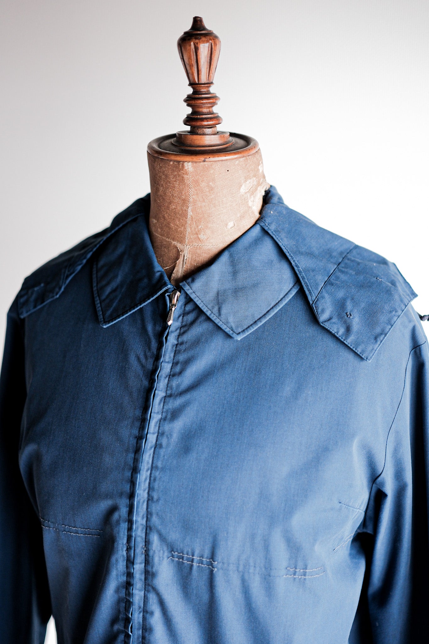 【~50's】German Vintage Blue Cotton × Polyester Hooded Jacket