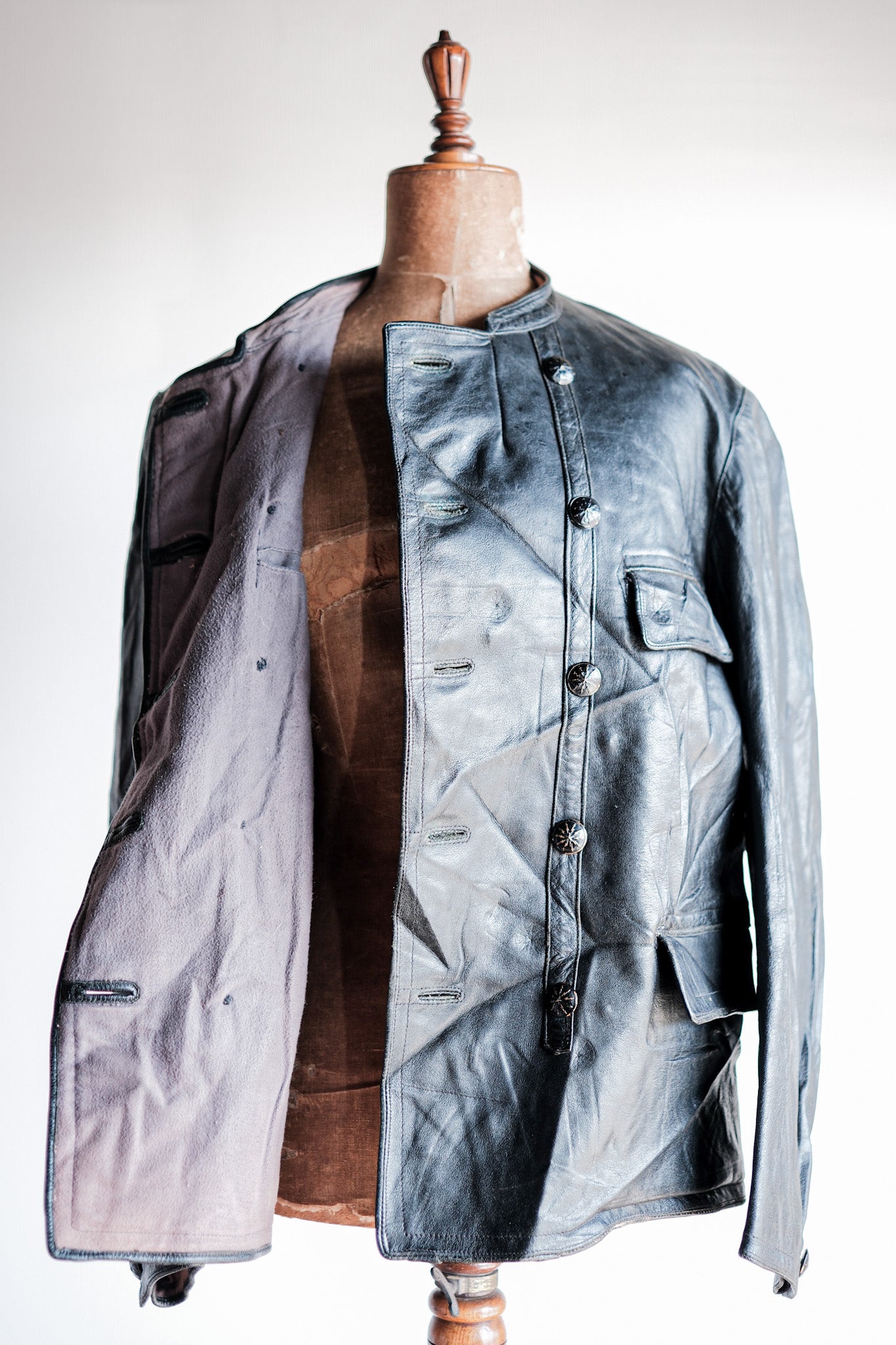 【~40's】Swedish Vintage Double Breasted Leather Jacket