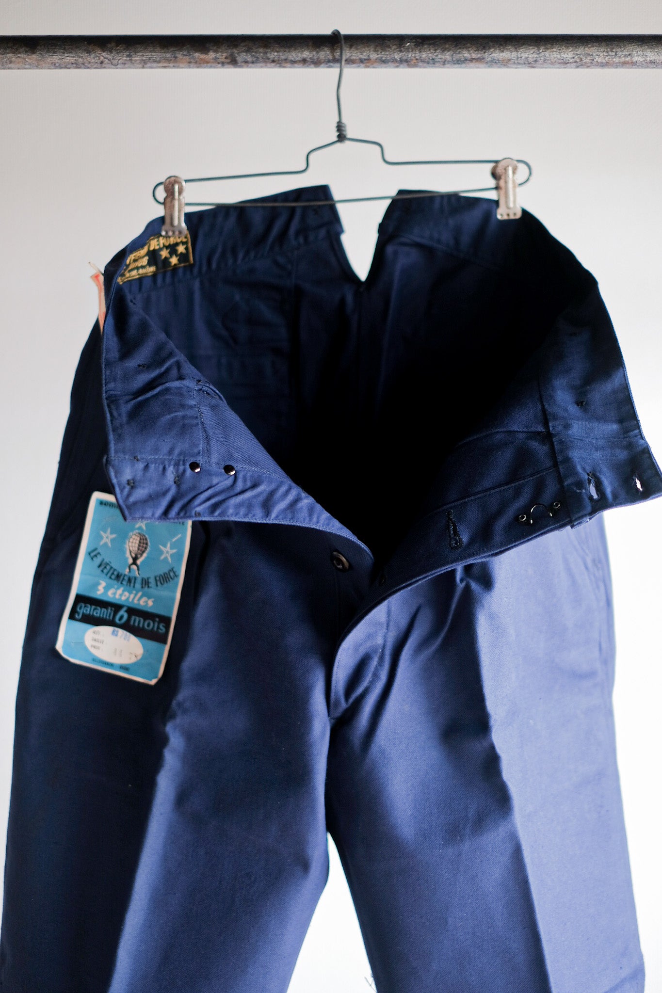 【~40's】French Vintage Blue Cotton Twill Work Pants "Dead Stock"