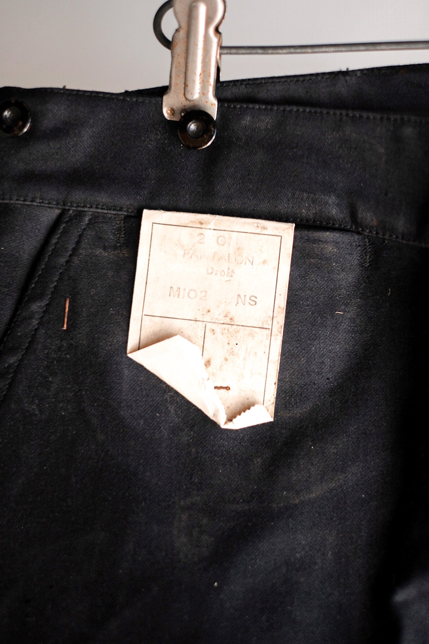 【~40's】French Vintage Black Moleskin Work Pants "Adolphe Lafont" "Dead Stock"