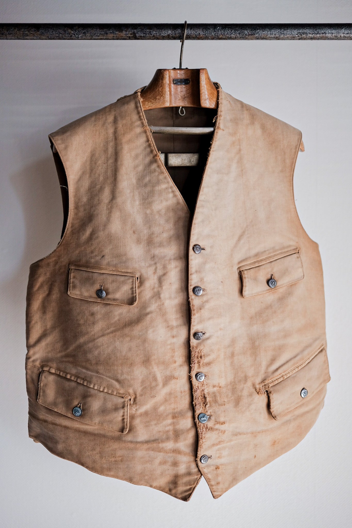 【~30's】French Vintage Moleskin Hunting Gilet