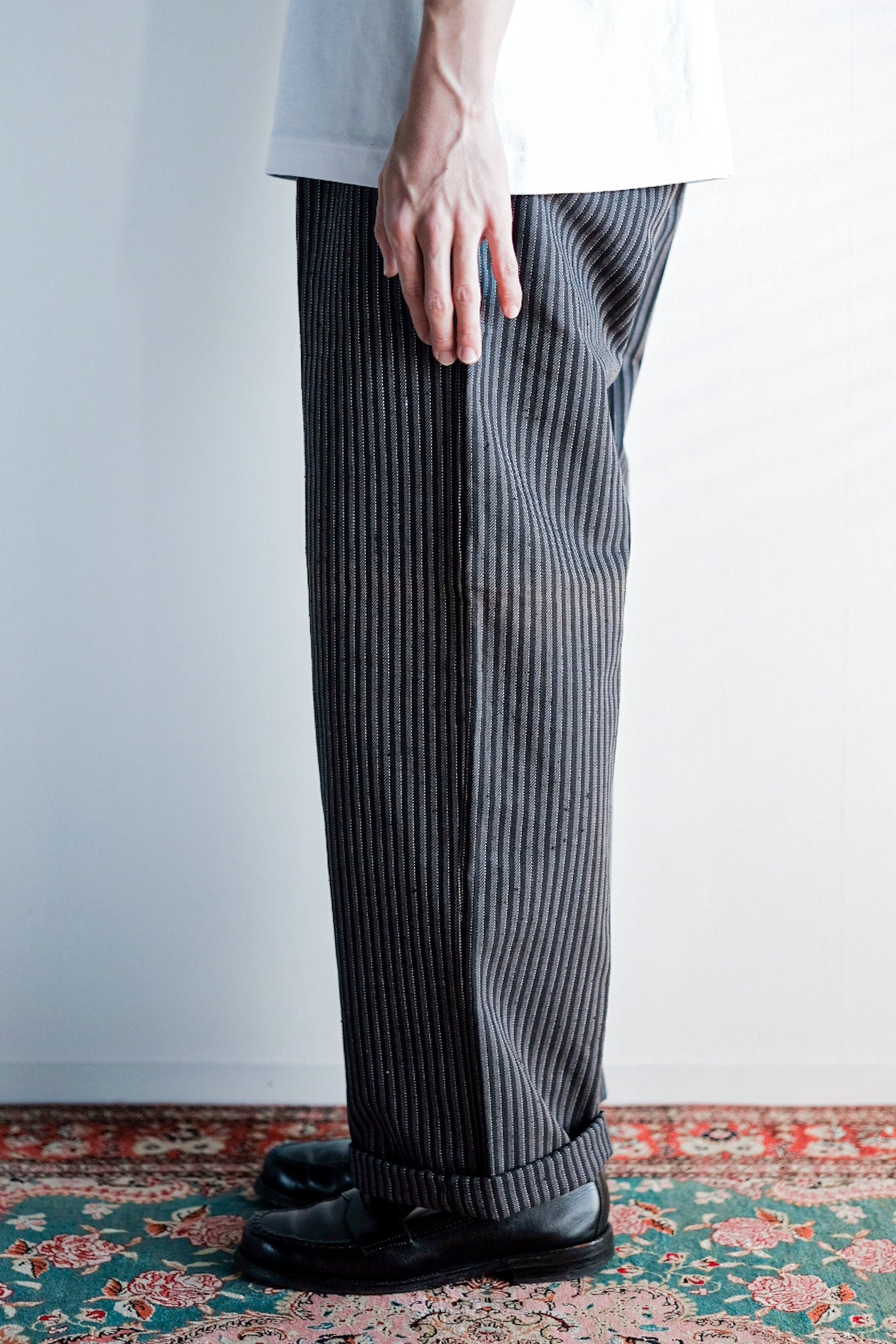 【~40's】French Vintage Cotton Striped Work Pants "Dead Stock"