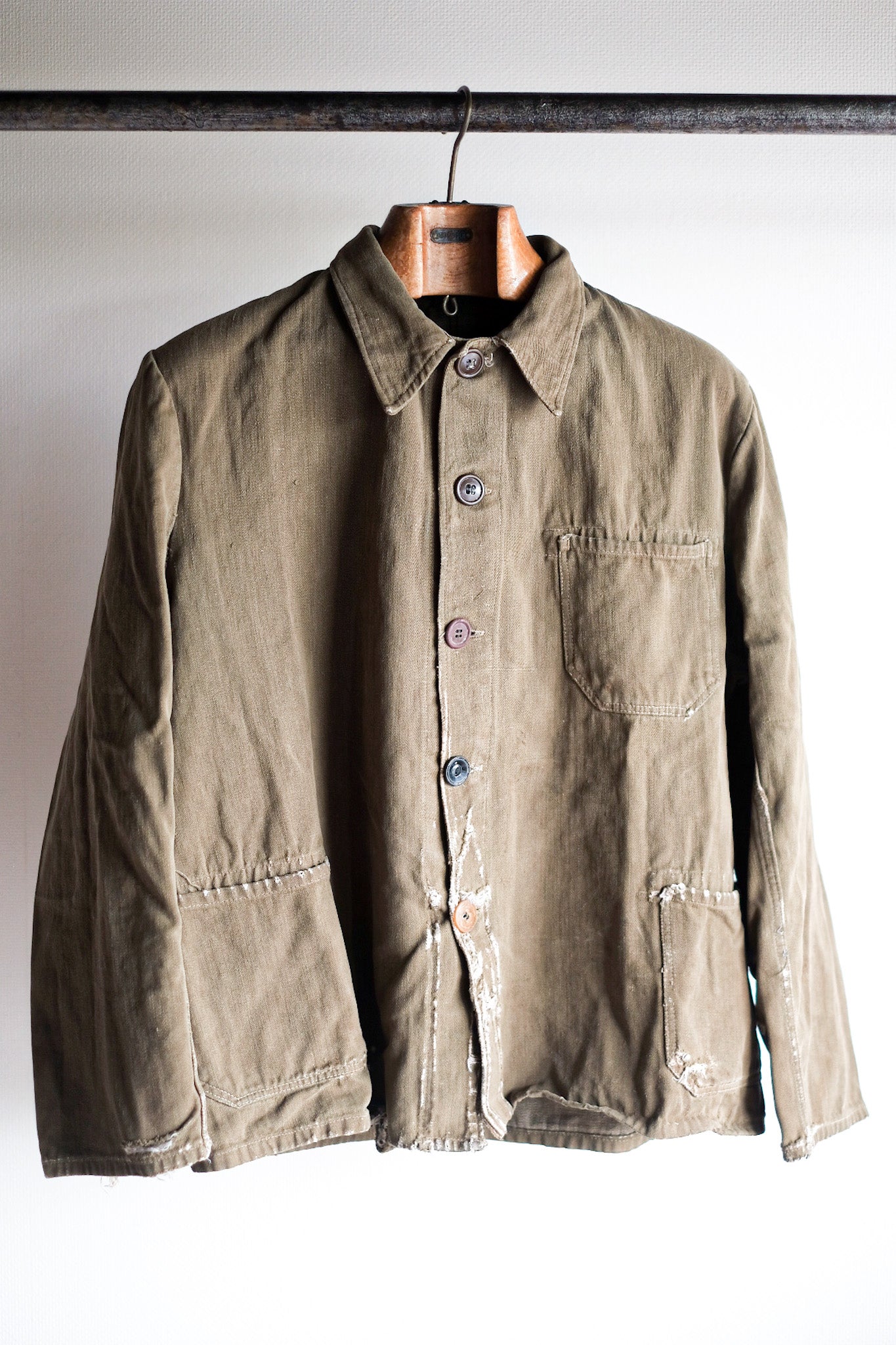 【~30's】German Vintage Green Cotton Work Jacket