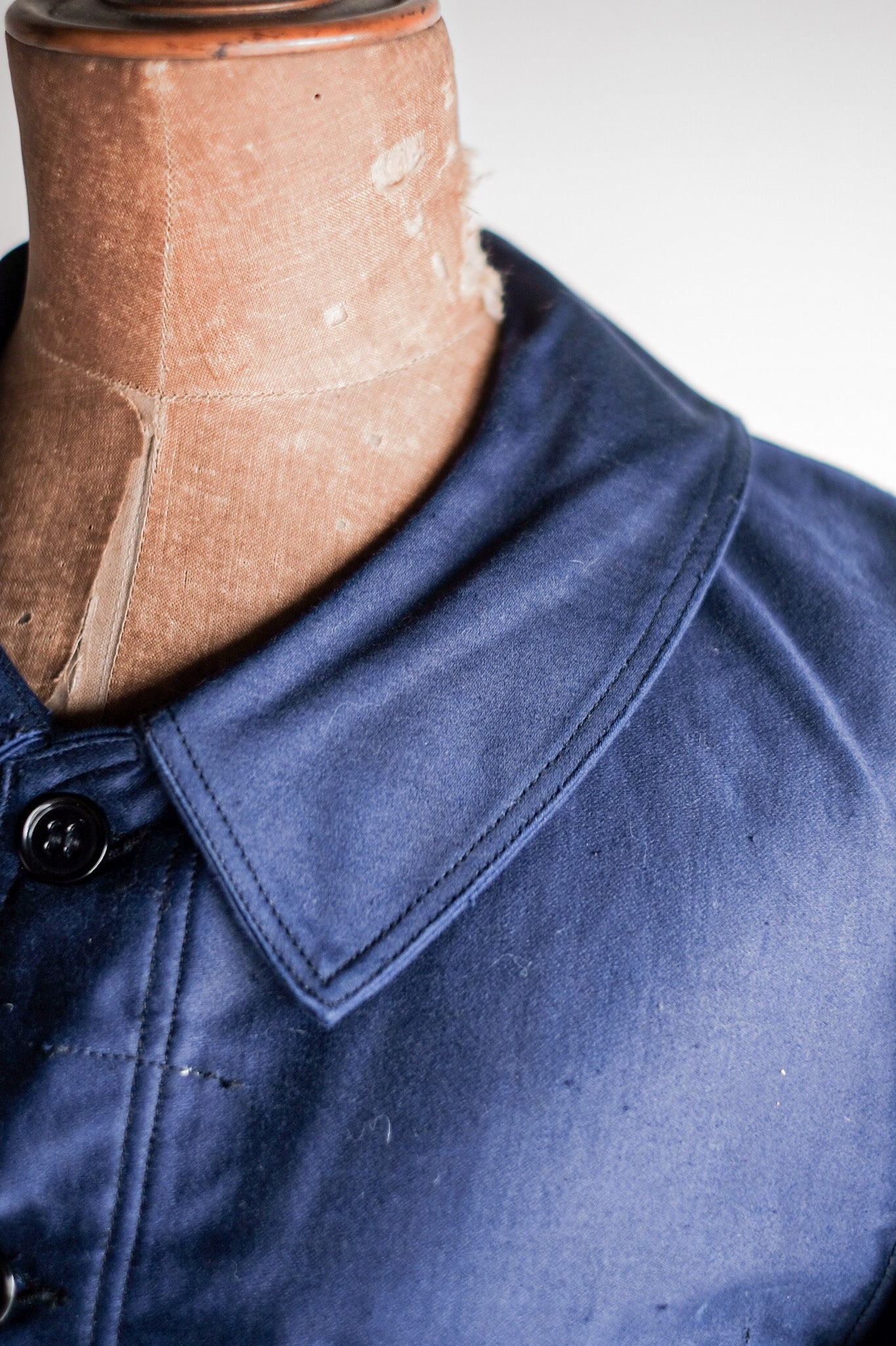 【~40's】French Vintage Blue Moleskin Work Jacket "Le Mont St. Michel" "Dead Stock"