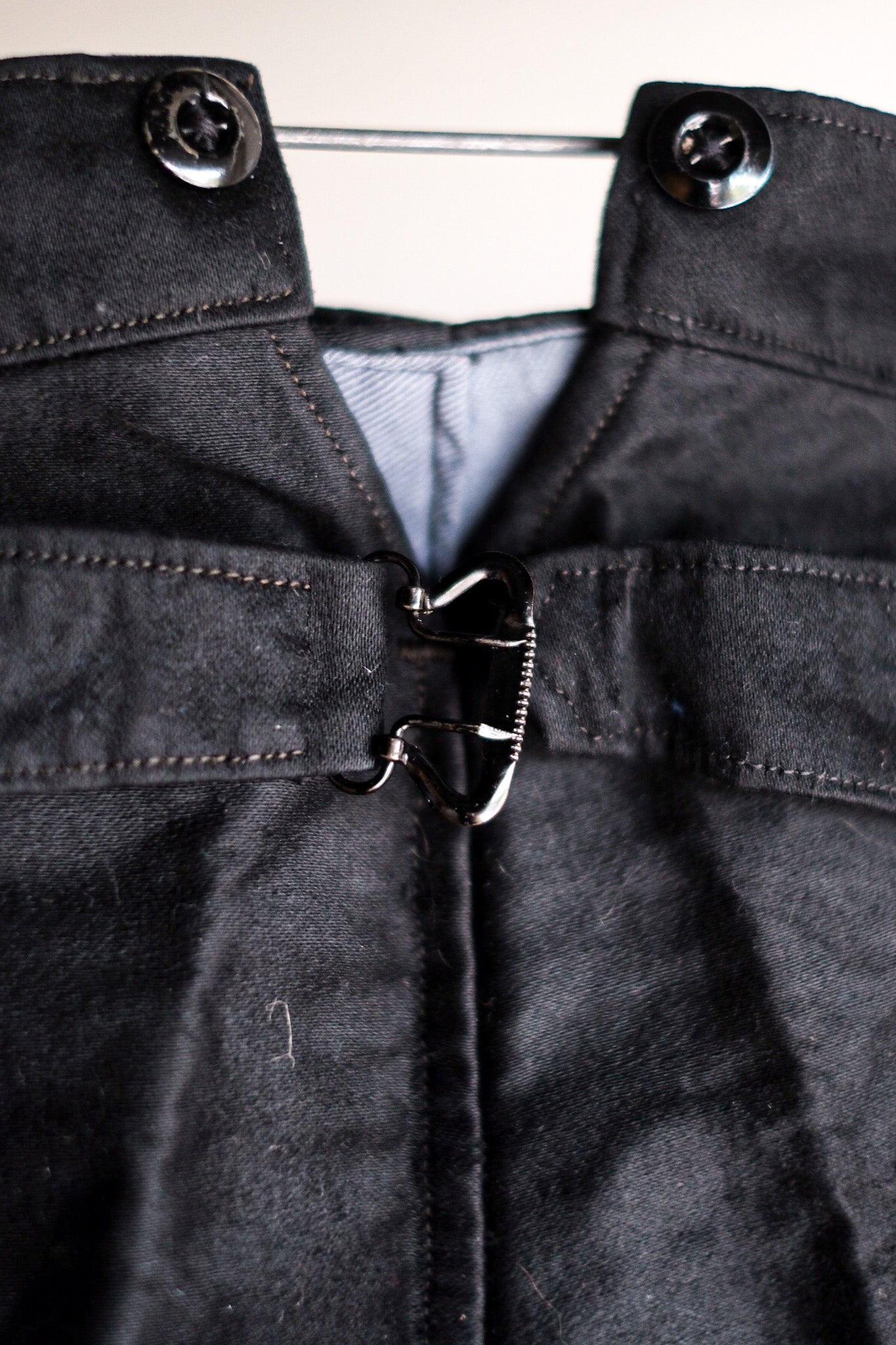 【~40's】French Vintage Black Moleskin Work Pants "Dead Stock"